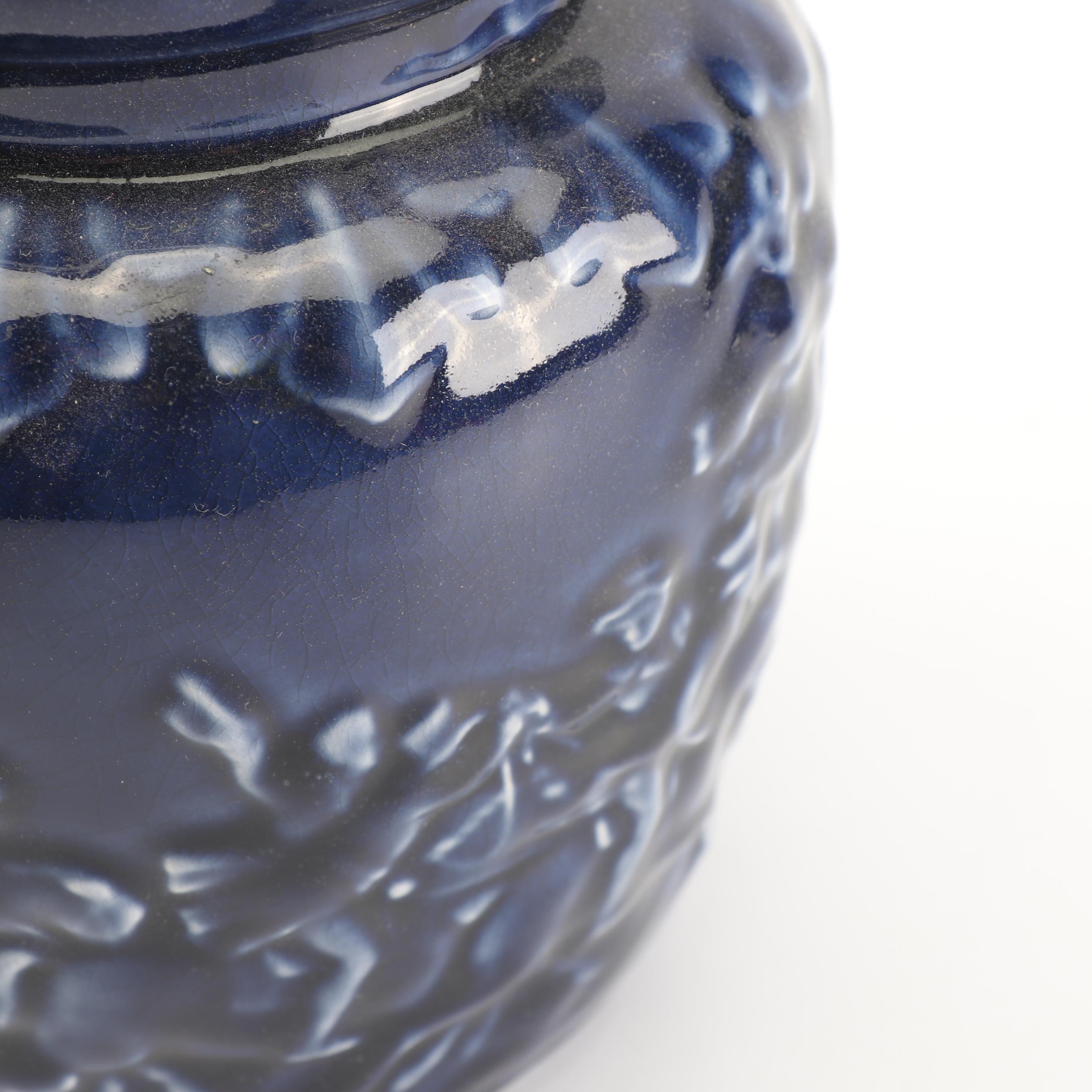 Arthur Wood Blue Glazed Pottery Pitcher with English Transfer-Printed Teapot