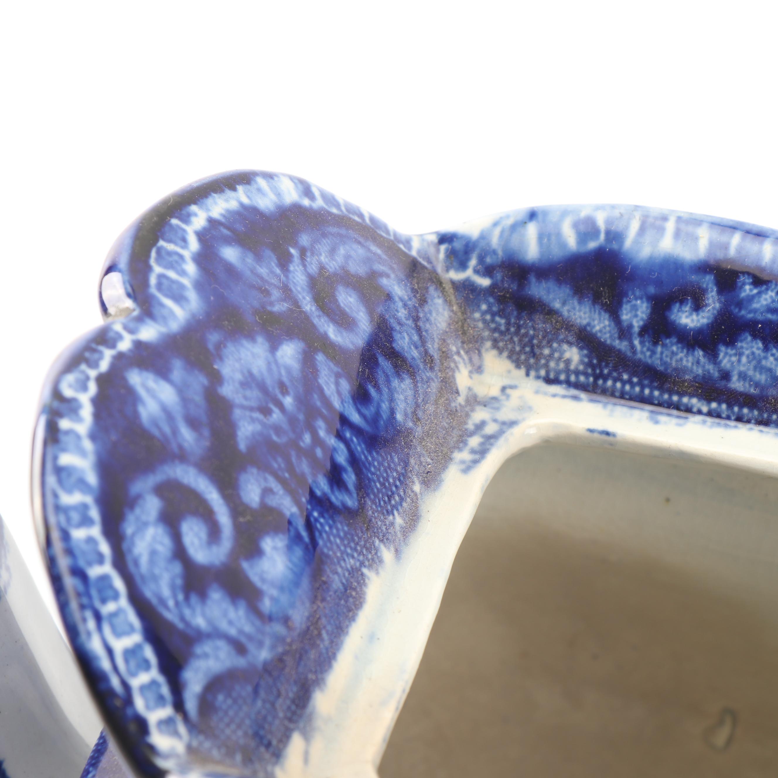 Arthur Wood Blue Glazed Pottery Pitcher with English Transfer-Printed Teapot