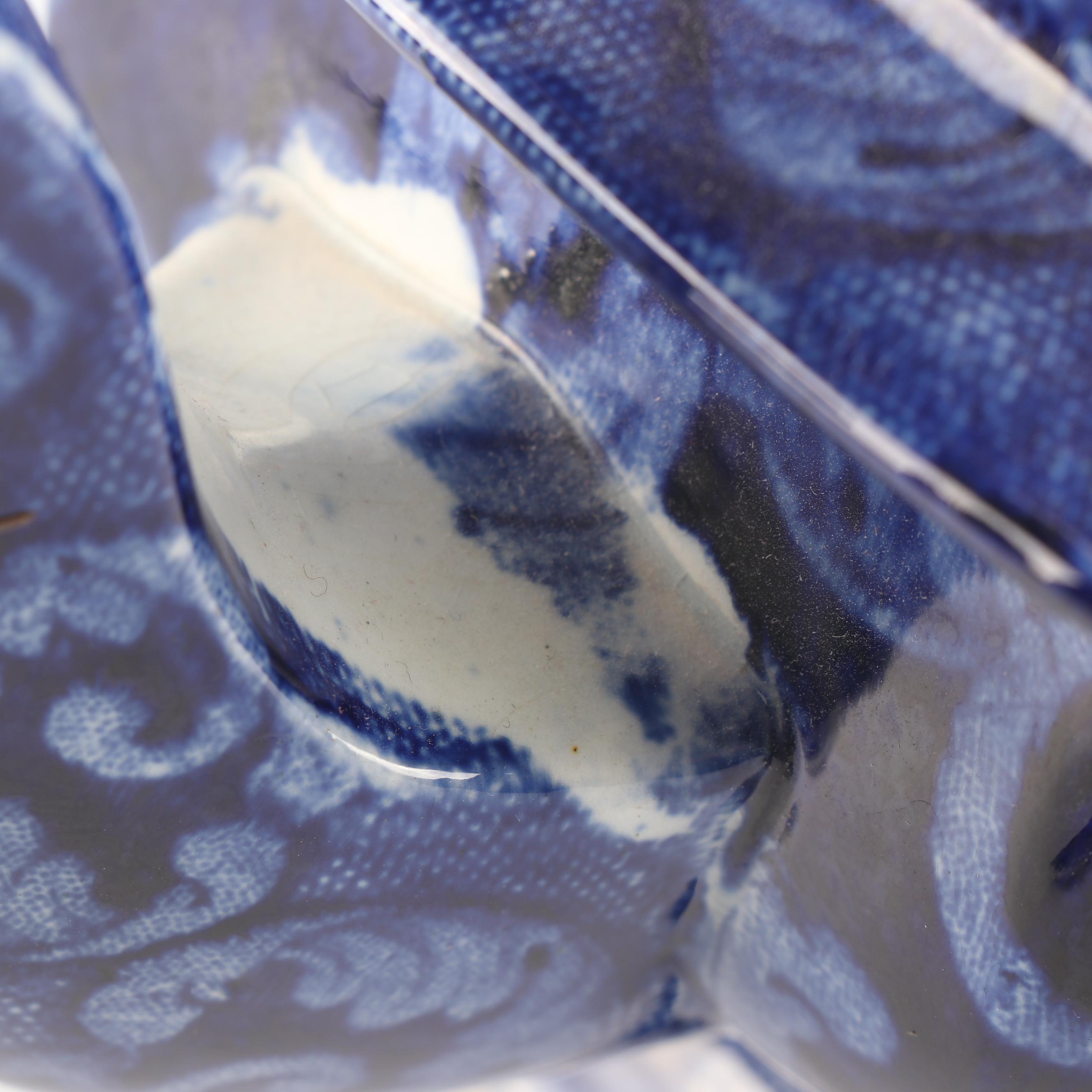 Arthur Wood Blue Glazed Pottery Pitcher with English Transfer-Printed Teapot