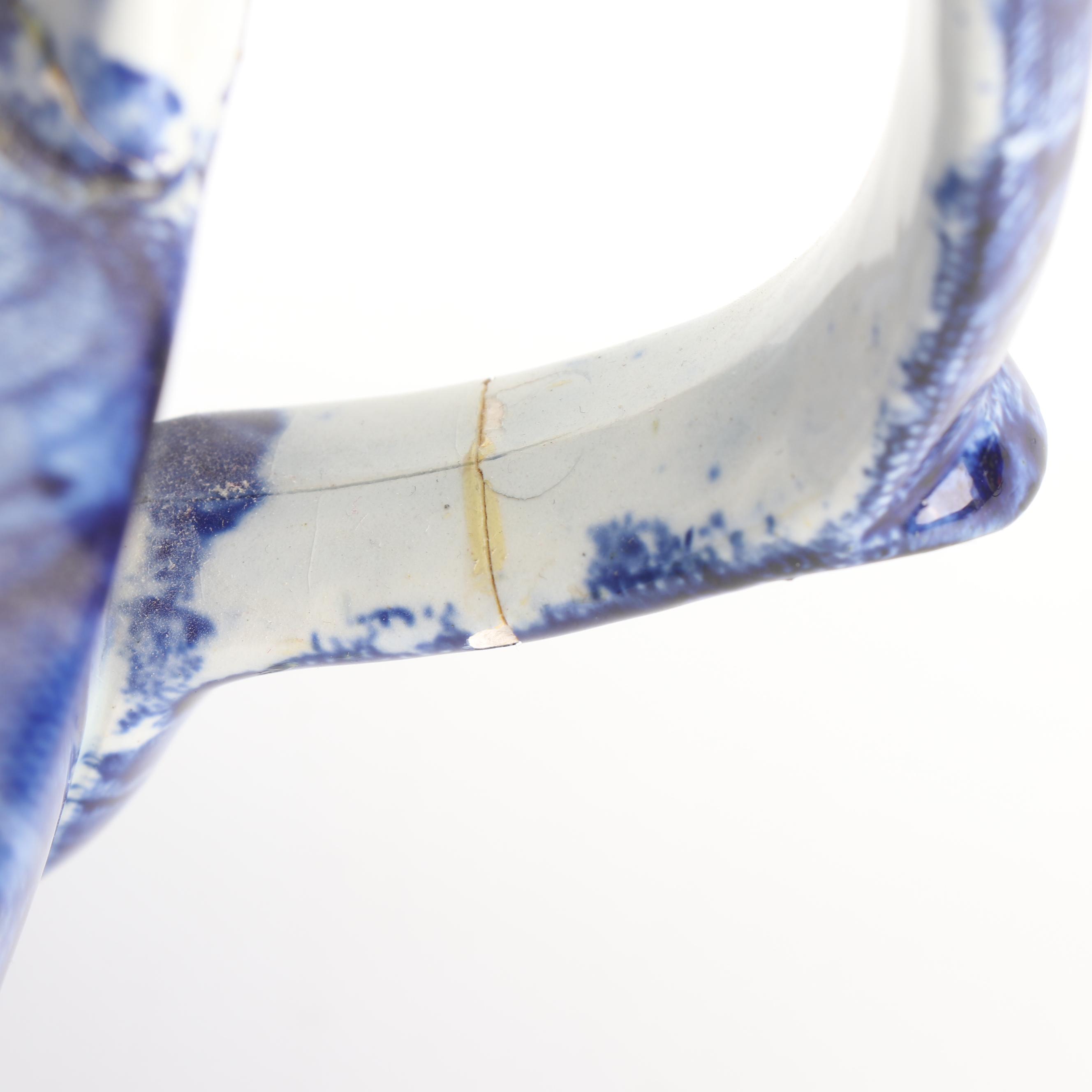 Arthur Wood Blue Glazed Pottery Pitcher with English Transfer-Printed Teapot