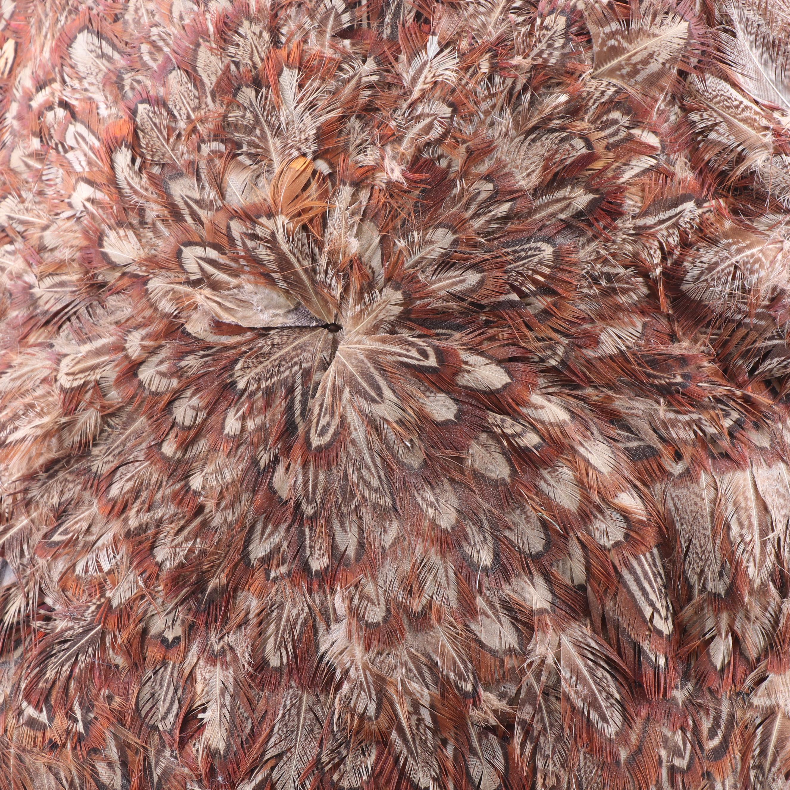 Carved Wood Table Lamps with Pheasant Feather Shades