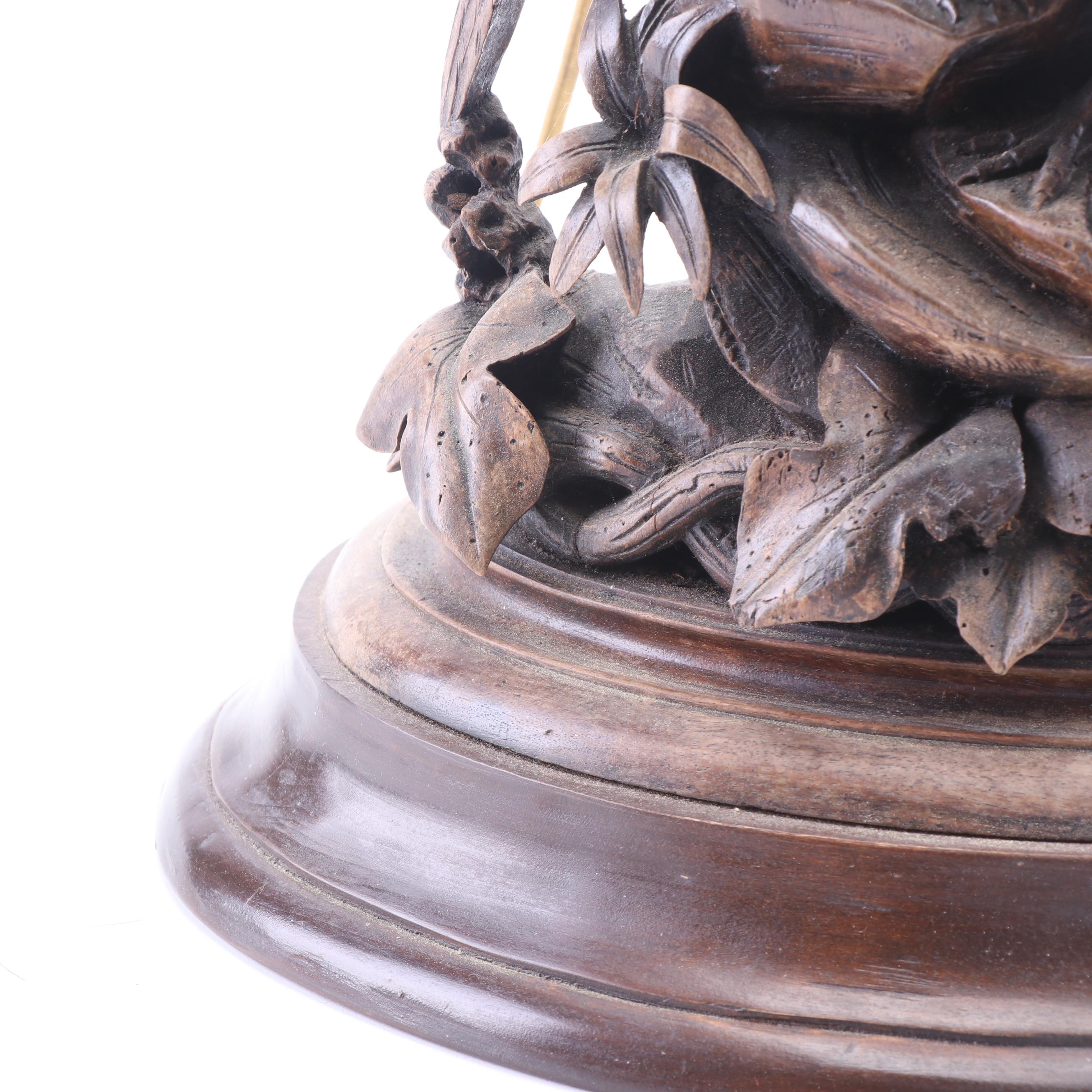 Carved Wood Table Lamps with Pheasant Feather Shades
