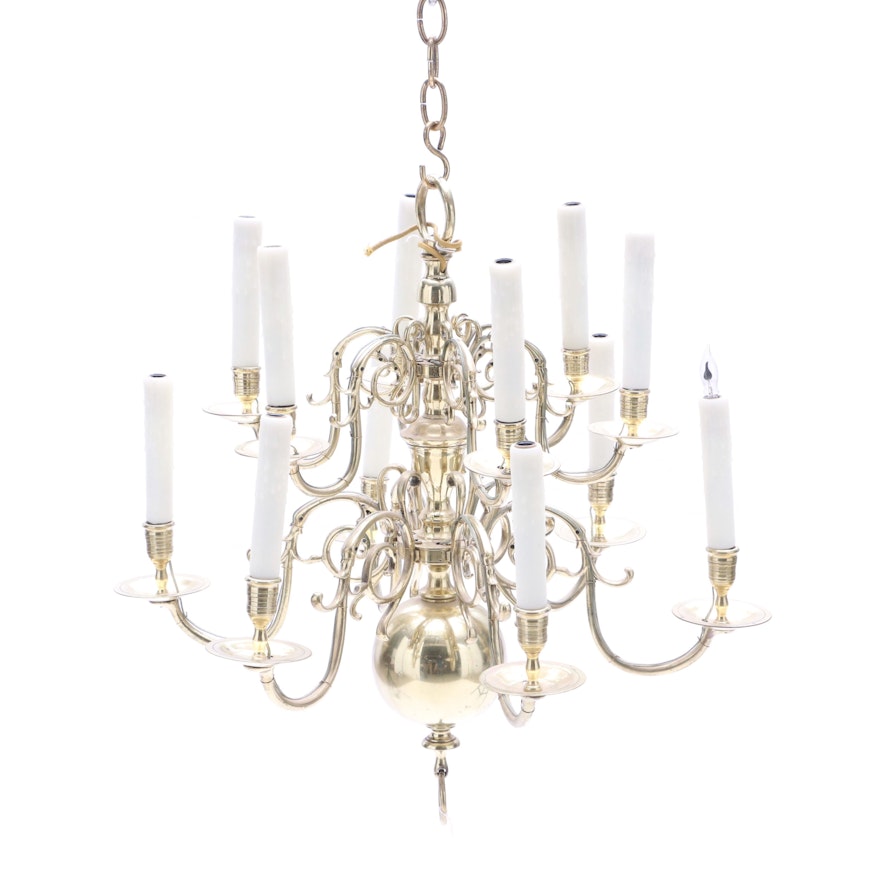 Twelve Light Brass Chandelier