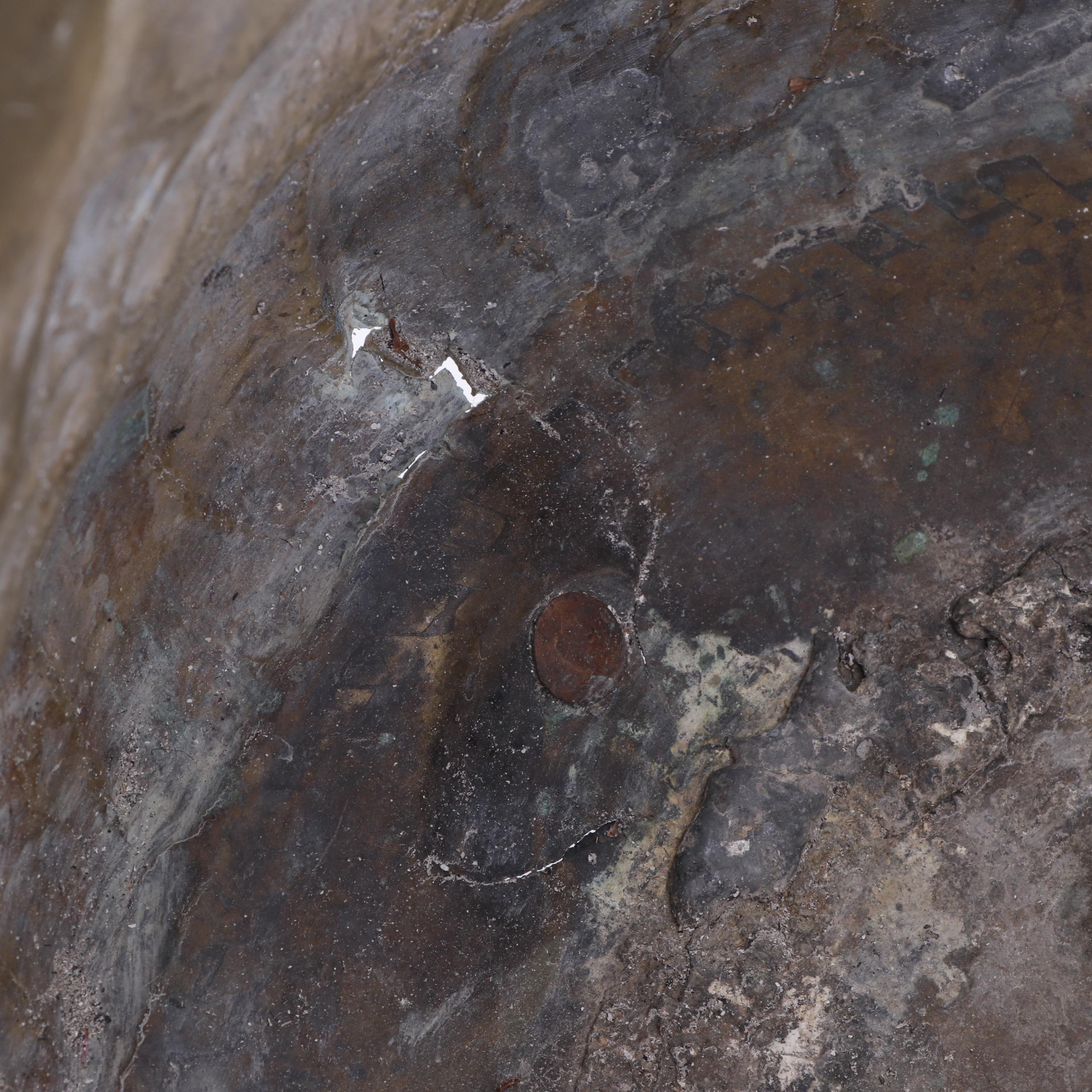 Repoussé Brass Planter with Portrait Medallions and Lion's Head Handles