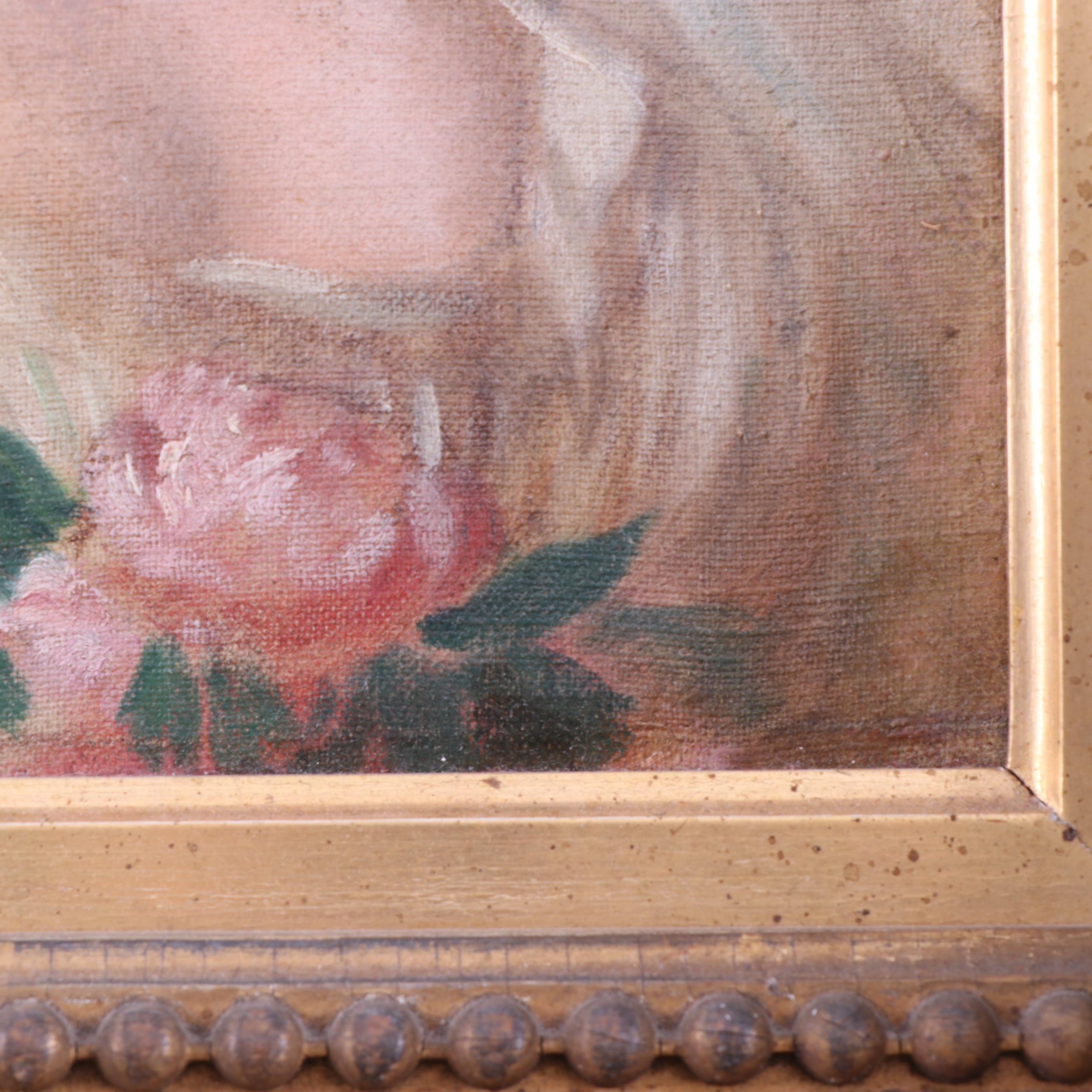 Mid 19th Century European Oil Portrait Painting of a Young Woman