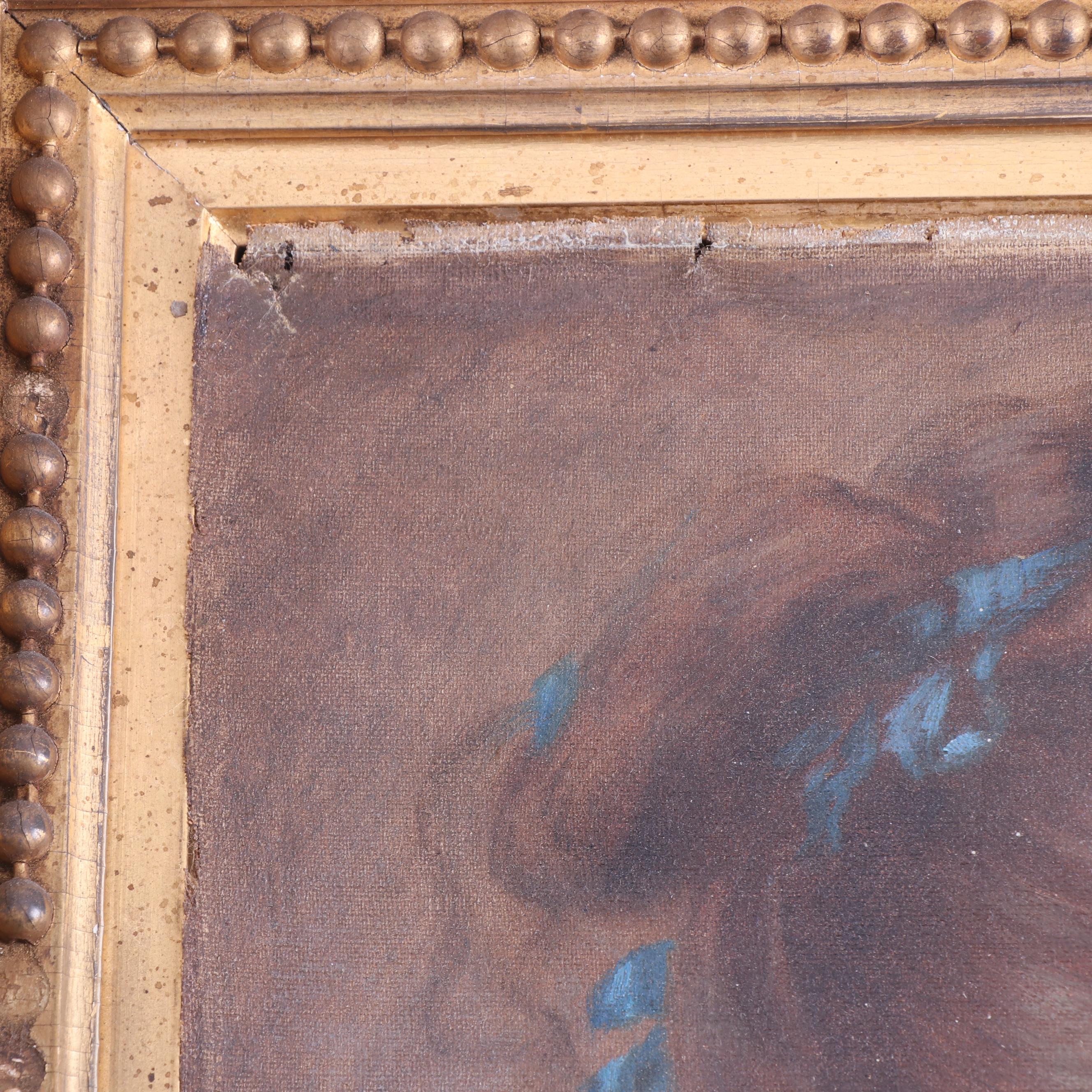 Mid 19th Century European Oil Portrait Painting of a Young Woman