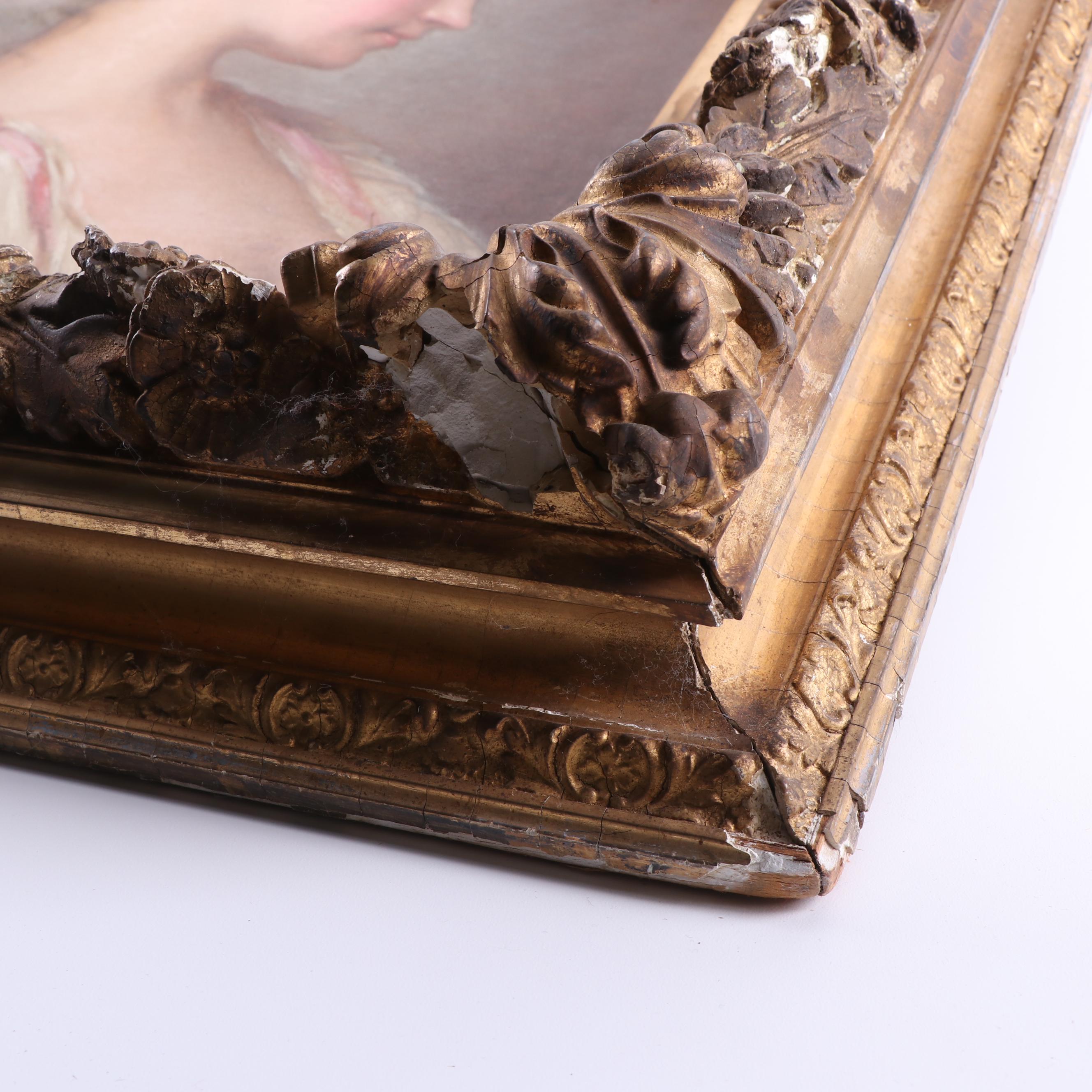 Mid 19th Century European Oil Portrait Painting of a Young Woman