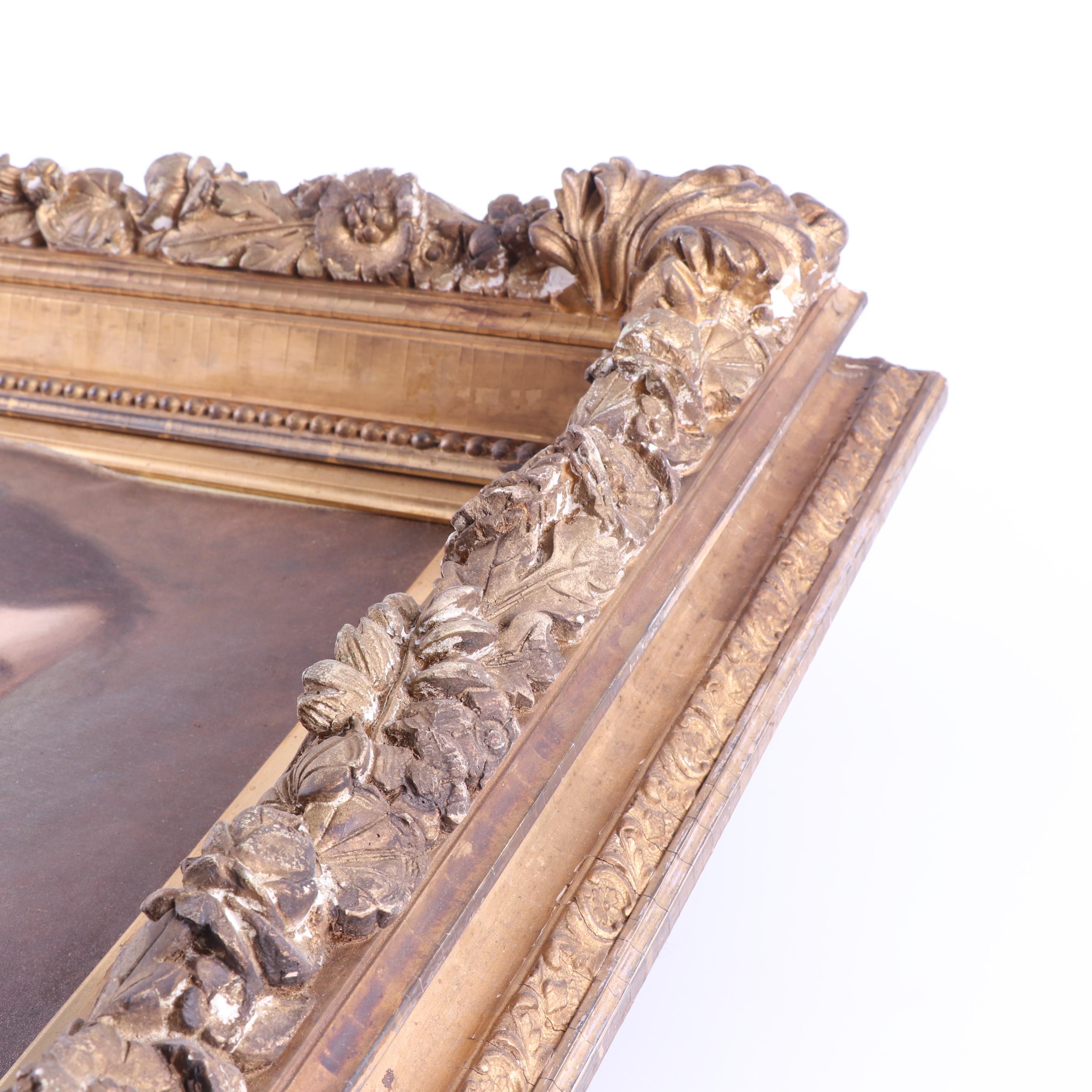 Mid 19th Century European Oil Portrait Painting of a Young Woman