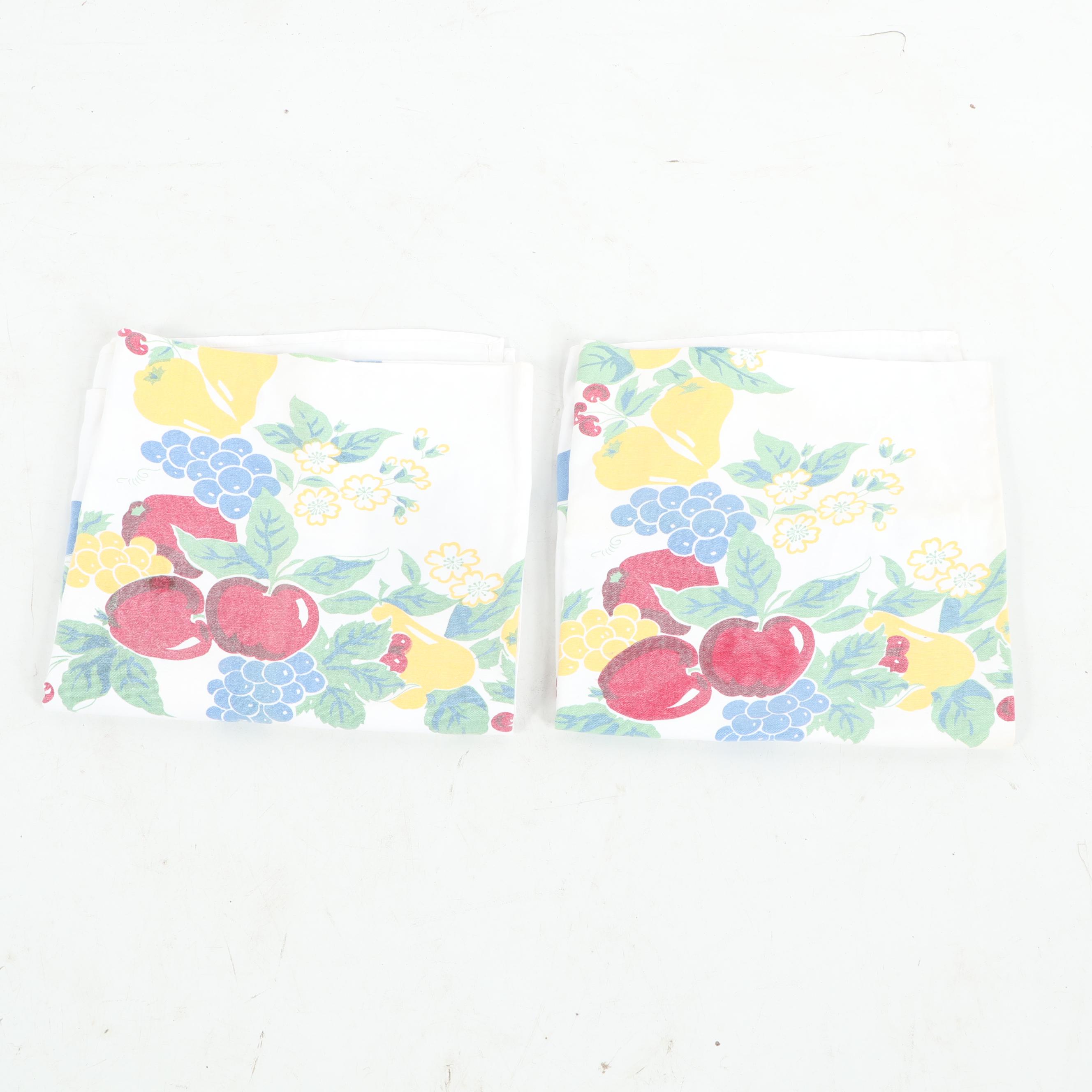 Crate & Barrel Vintage Print Cotton Tablecloth and Napkins