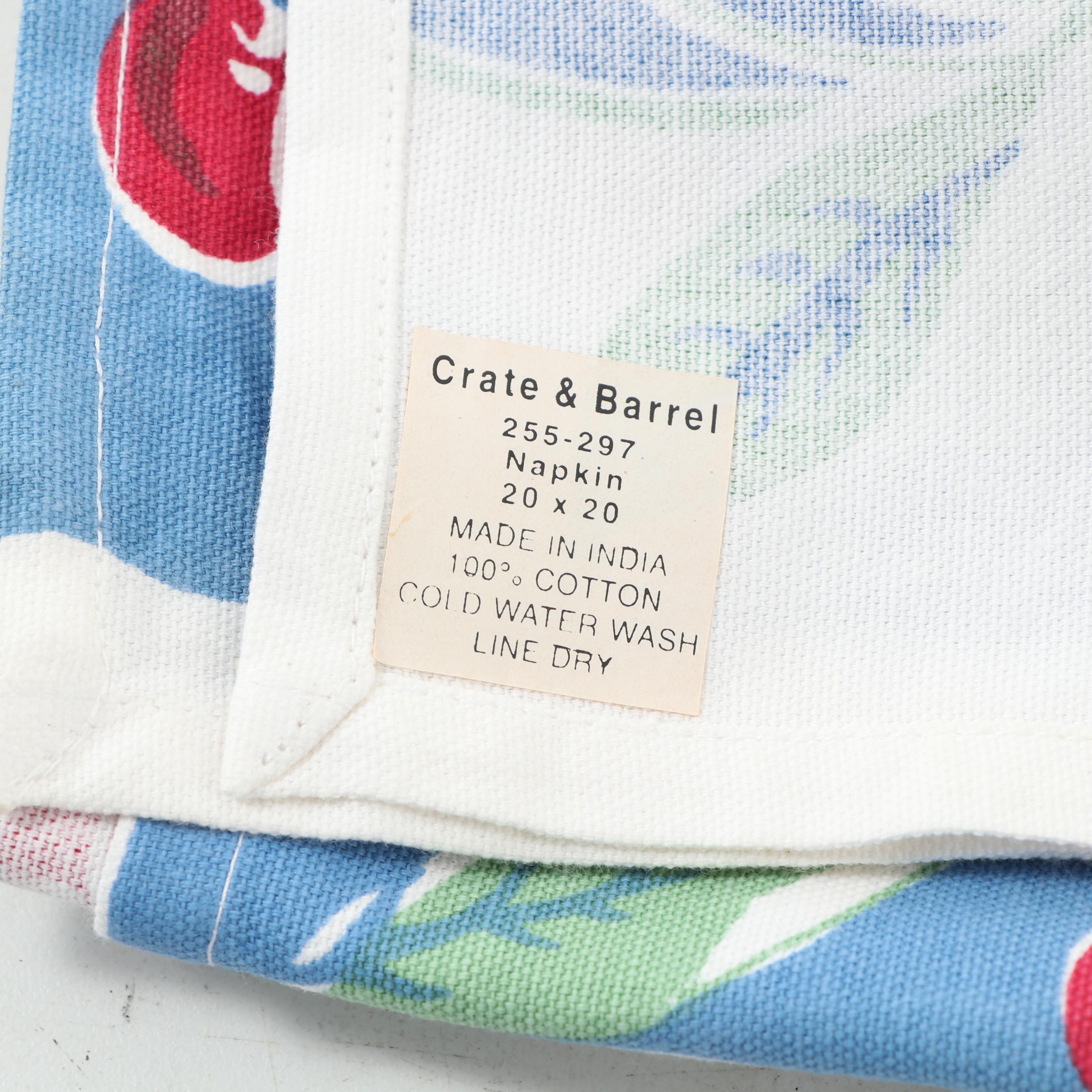 Crate & Barrel Vintage Print Cotton Tablecloth and Napkins