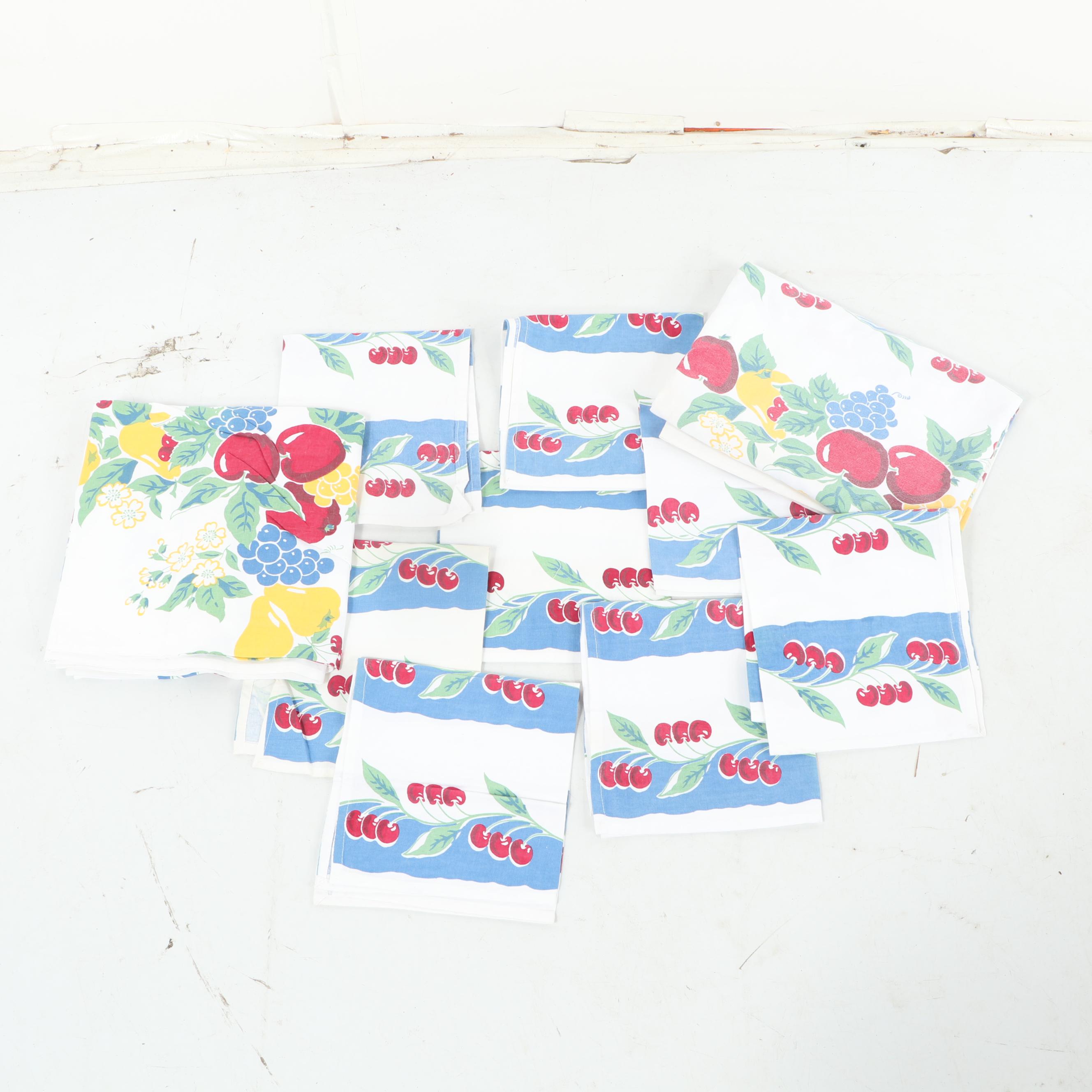 Crate & Barrel Vintage Print Cotton Napkins and Tablecloths