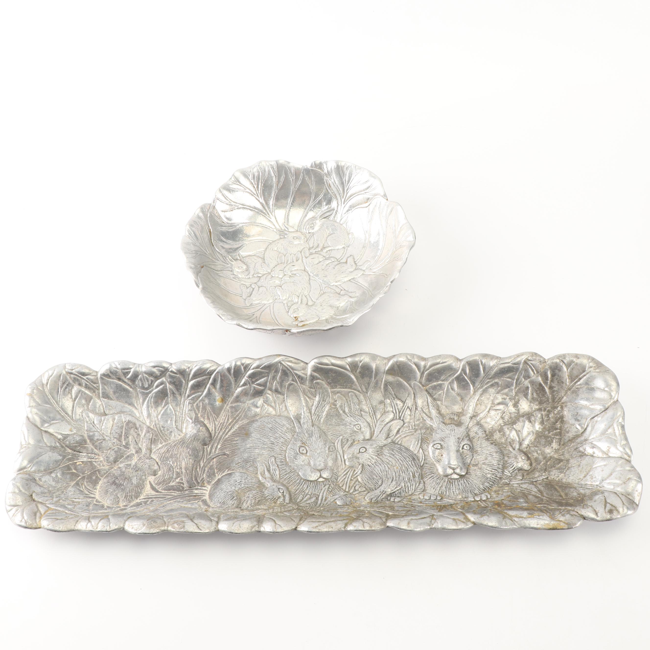 Arthur Court "Bunnies" Aluminum Hollowware Serveware