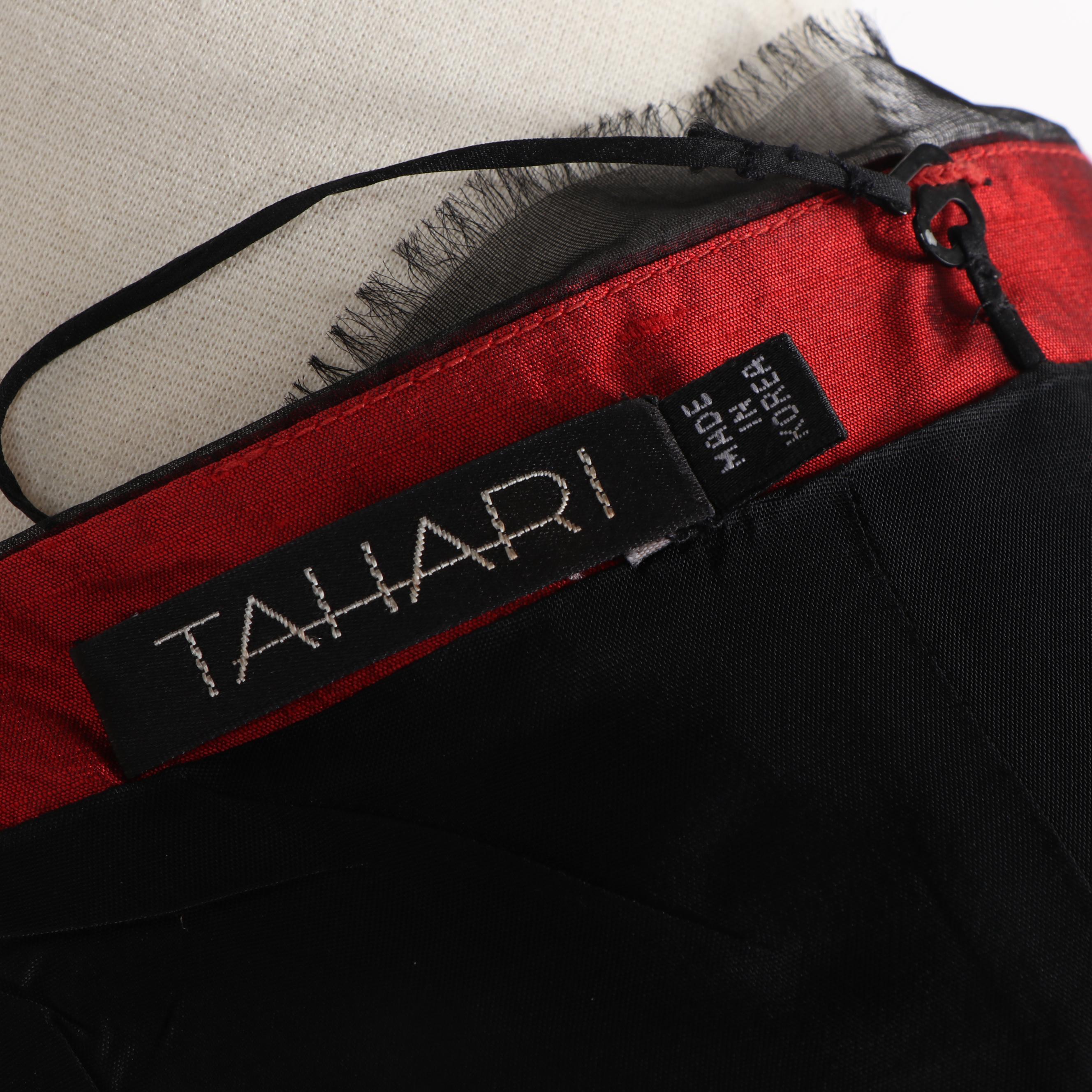 Tahari Black and Red Sleeveless Cocktail Dresses