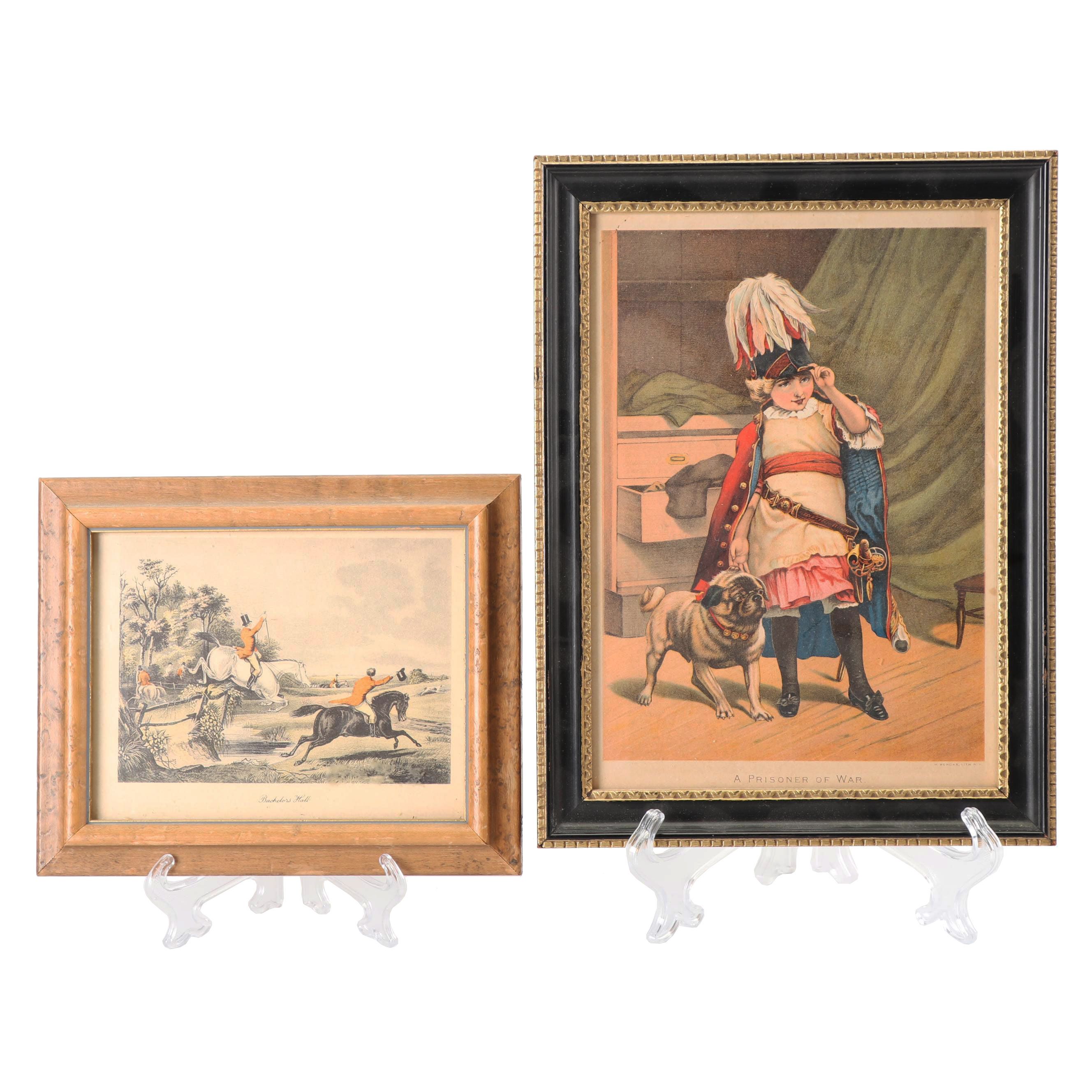 Vintage Lithographs "Bachelors Hall" and  "A Prisoner Of War"