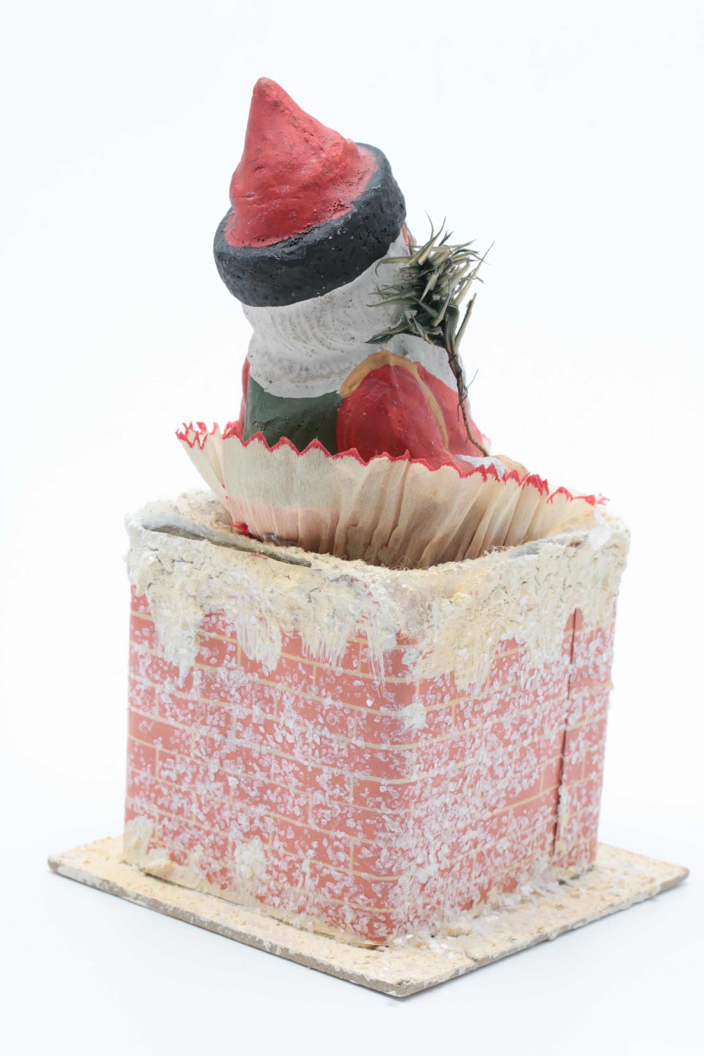 Victorian German Papier-Mâché Santa in a Chimney Candy Container