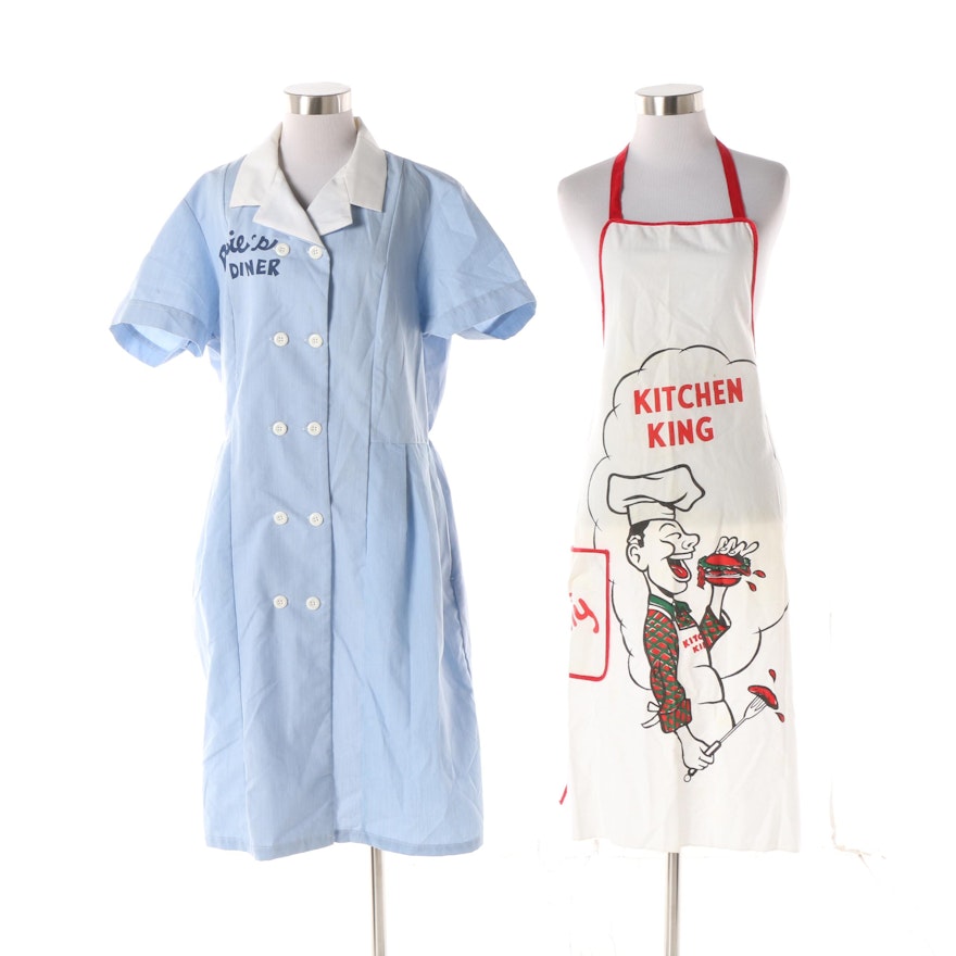 Vintage Rosie's Diner Waitress Uniform with Kitchen King Apron