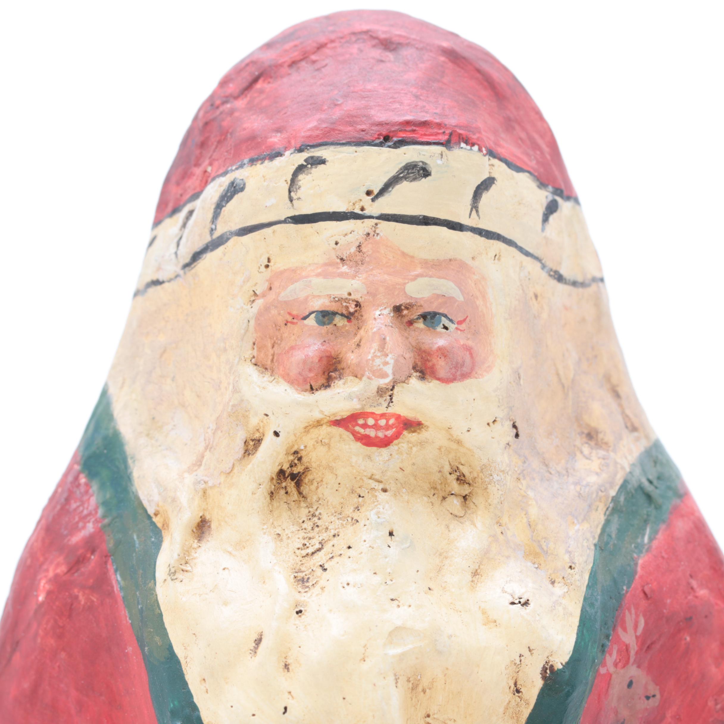 Vintage Roly Poly Papier-Mâché Santa in the Style of Shoenhut