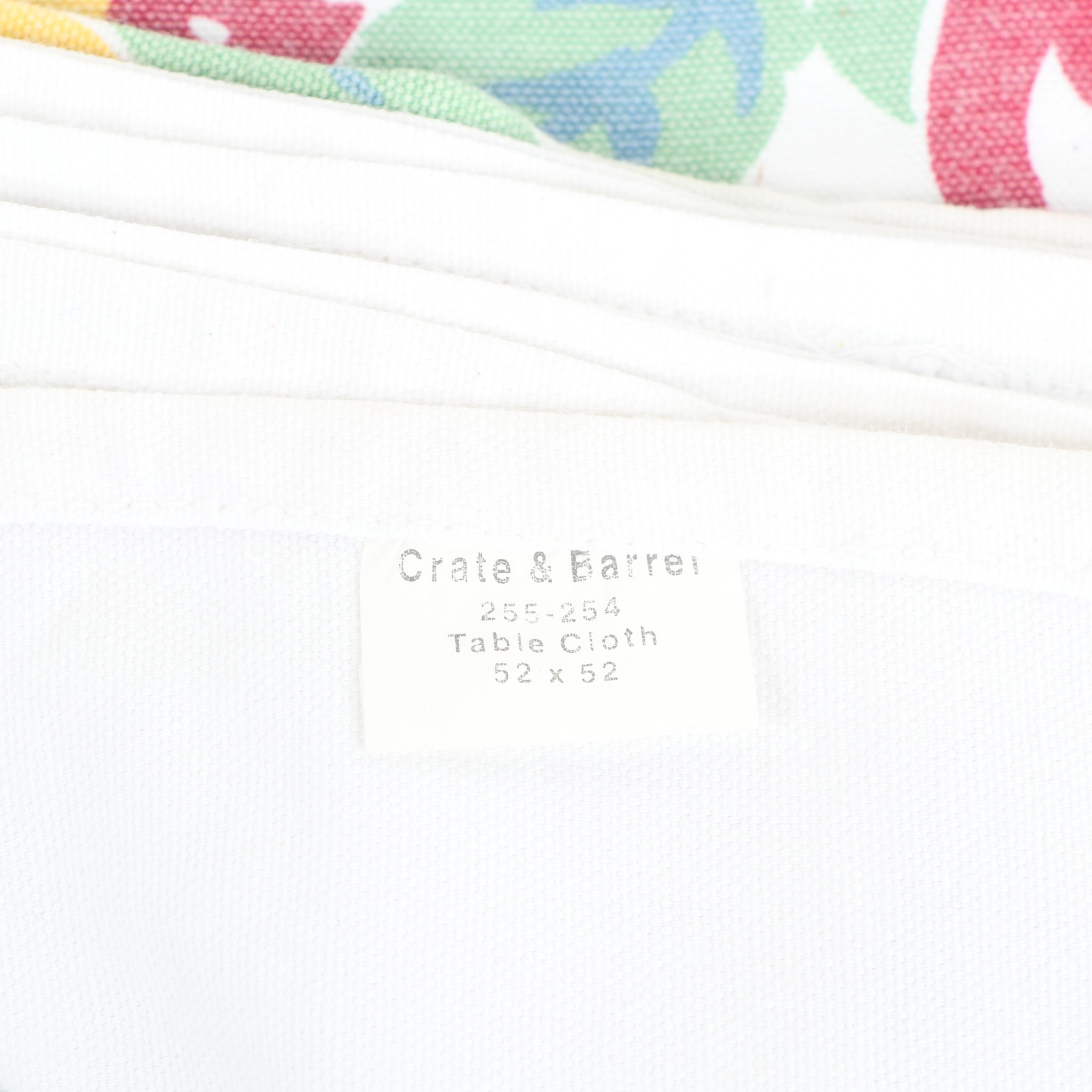 Crate & Barrel Vintage Print Cotton Tablecloth and Napkins