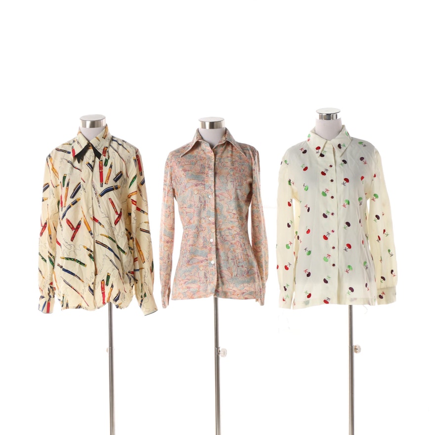 Circa 1970s and 1980s Patterned Blouses