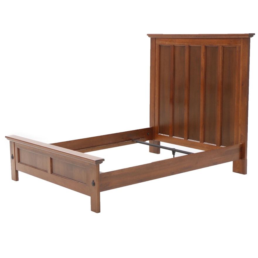 Mission Style Mahogany Veneer Queen Bed Frame, Late 20th Century