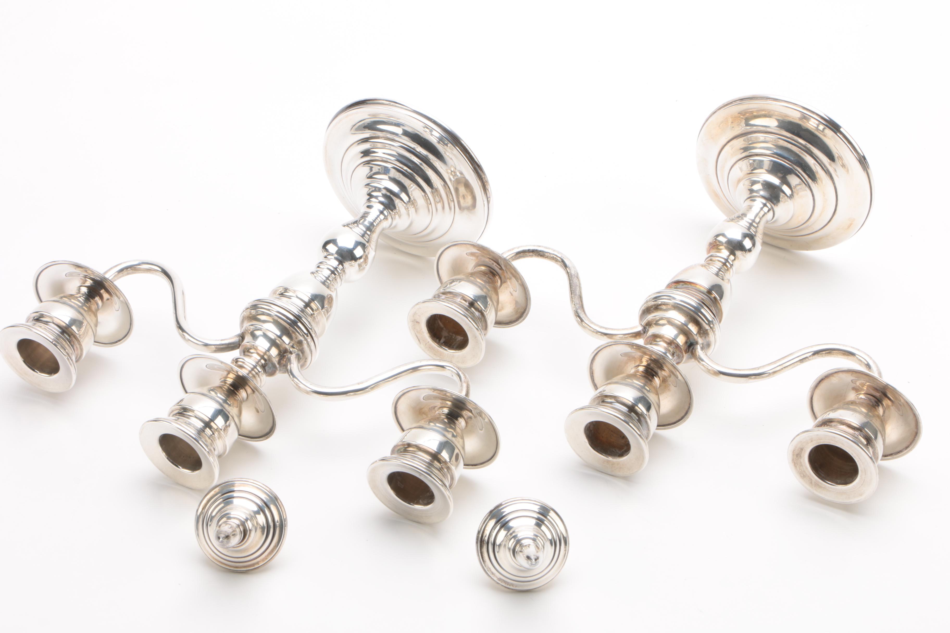 Gorham "Cambridge" Weighted Sterling Candle Holders with 950 Silver Candelabras