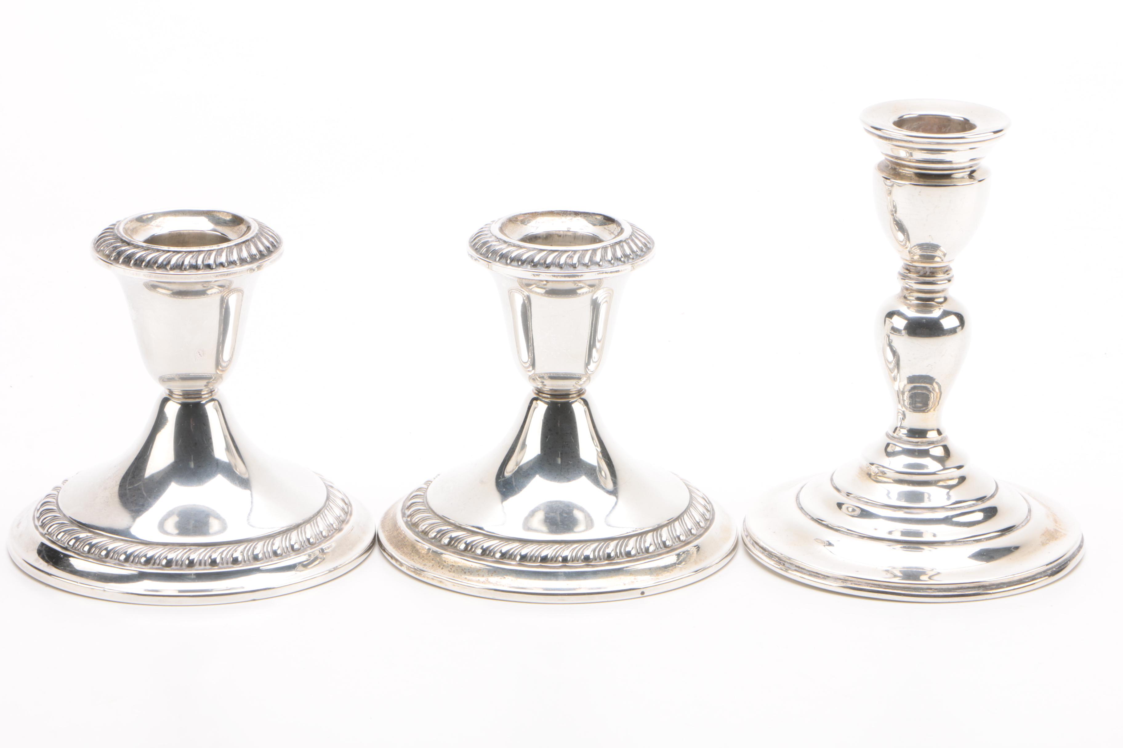 Gorham "Cambridge" Weighted Sterling Candle Holders with 950 Silver Candelabras