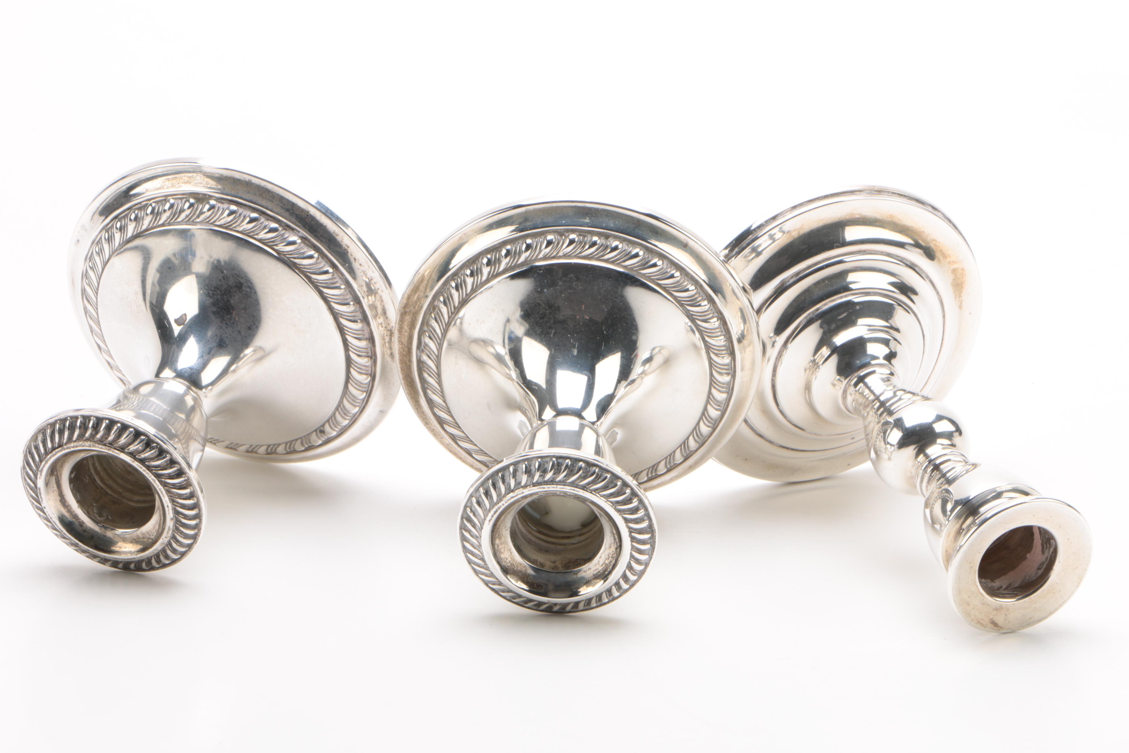 Gorham "Cambridge" Weighted Sterling Candle Holders with 950 Silver Candelabras