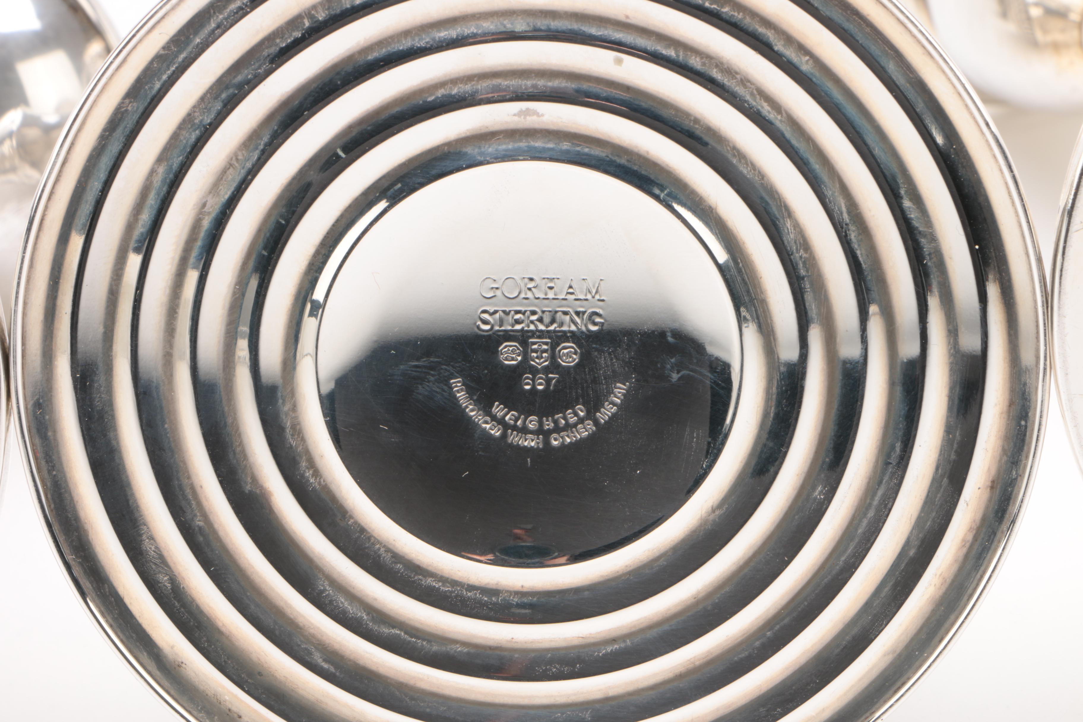 Gorham "Cambridge" Weighted Sterling Candle Holders with 950 Silver Candelabras