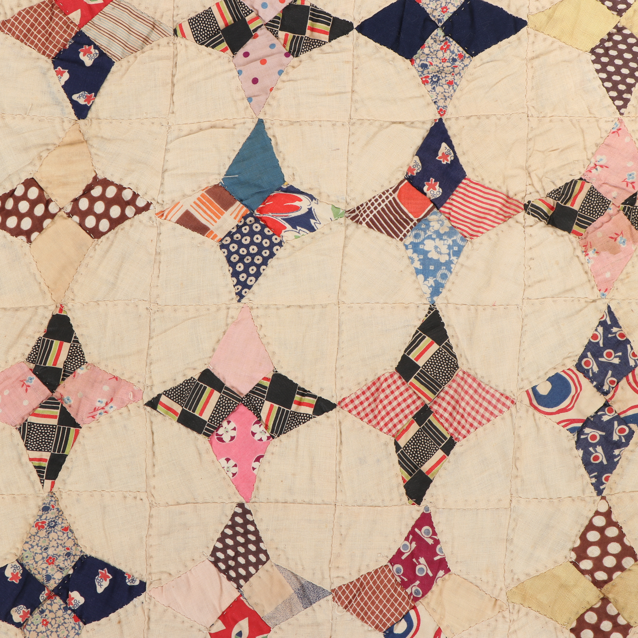 Handmade "Periwinkle Star" Quilt, Circa 1940's