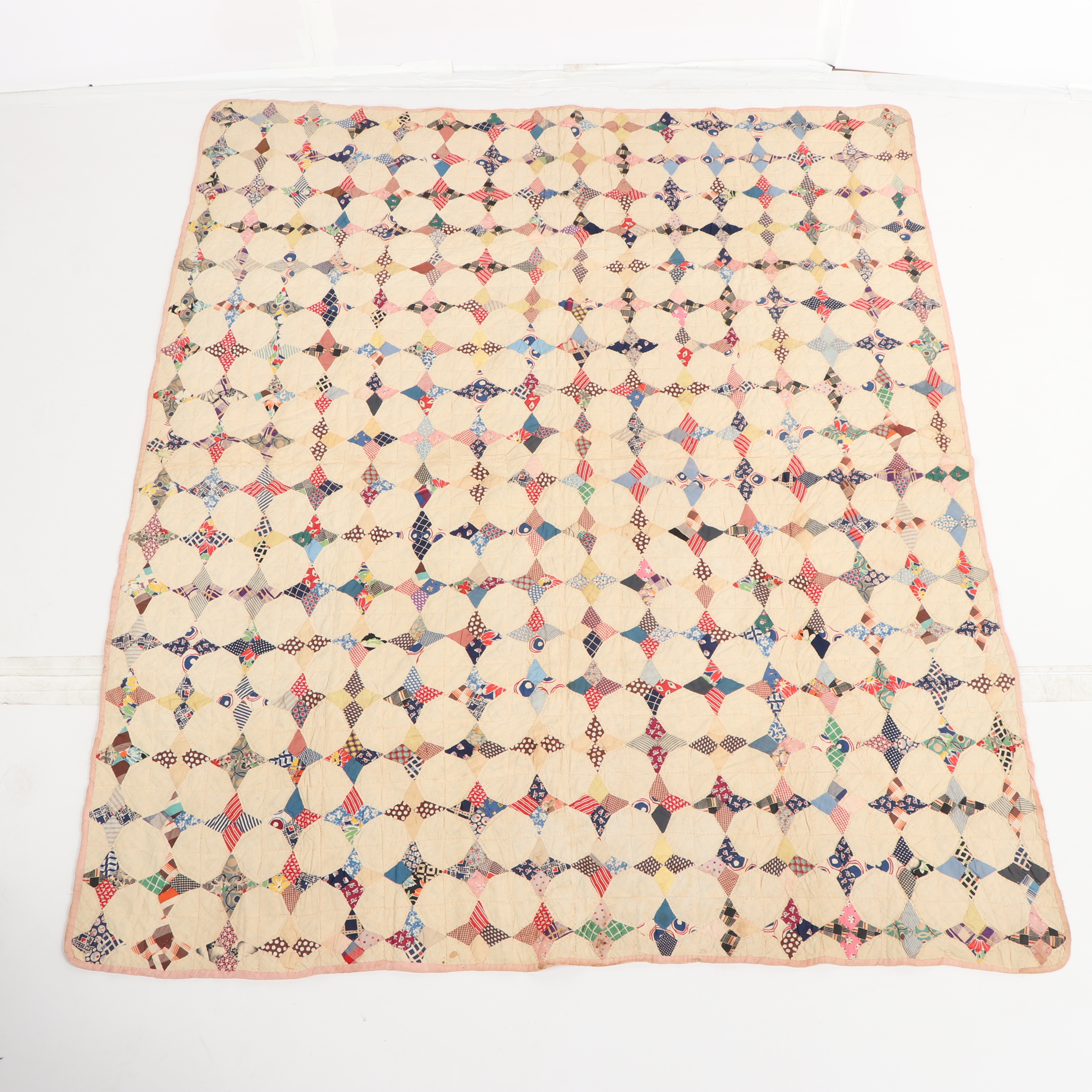 Handmade "Periwinkle Star" Quilt, Circa 1940's