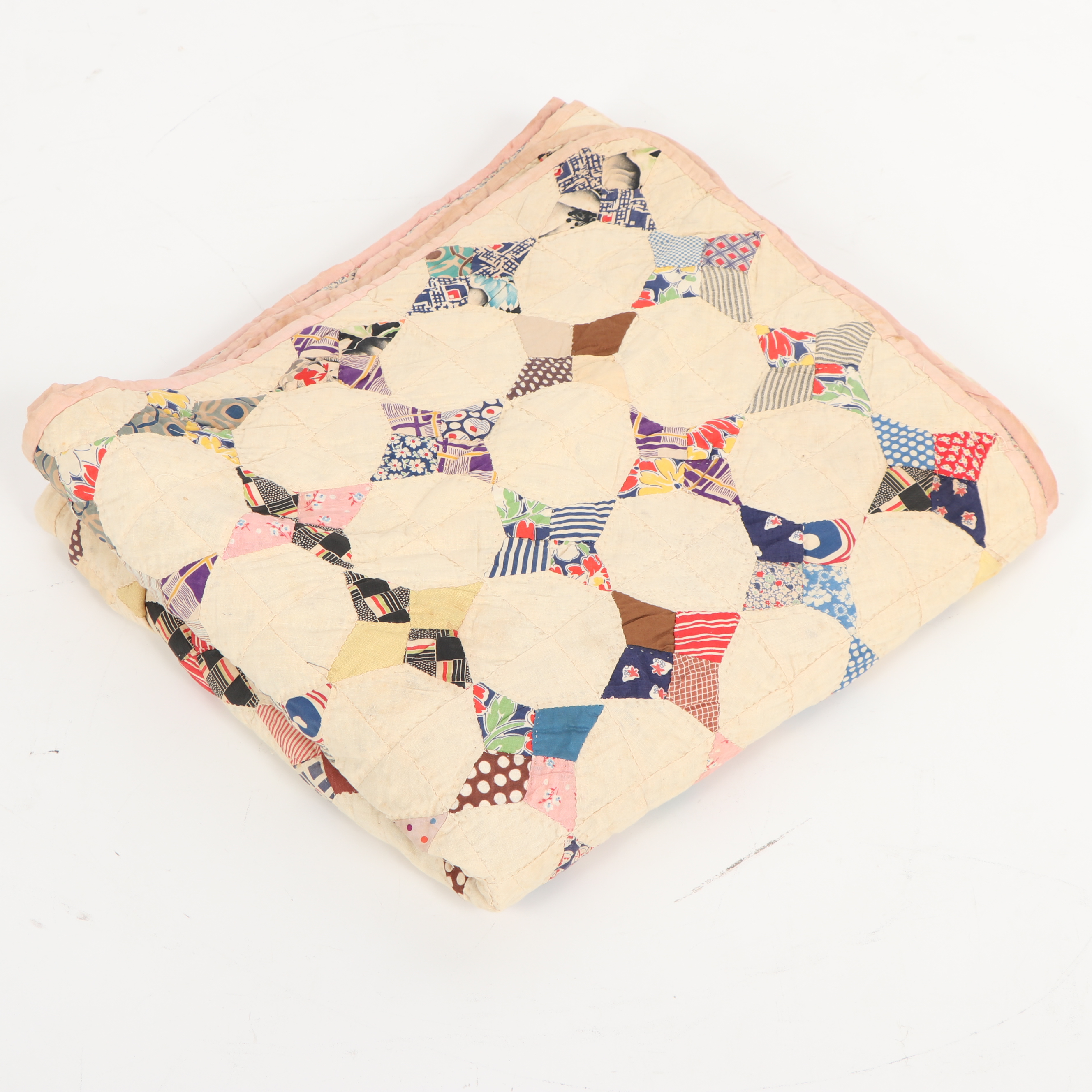 Handmade "Periwinkle Star" Quilt, Circa 1940's