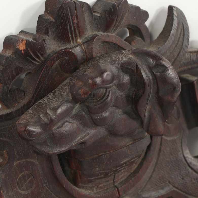 Black Forest Style Carved Walnut Mirror Frame, 19th Century