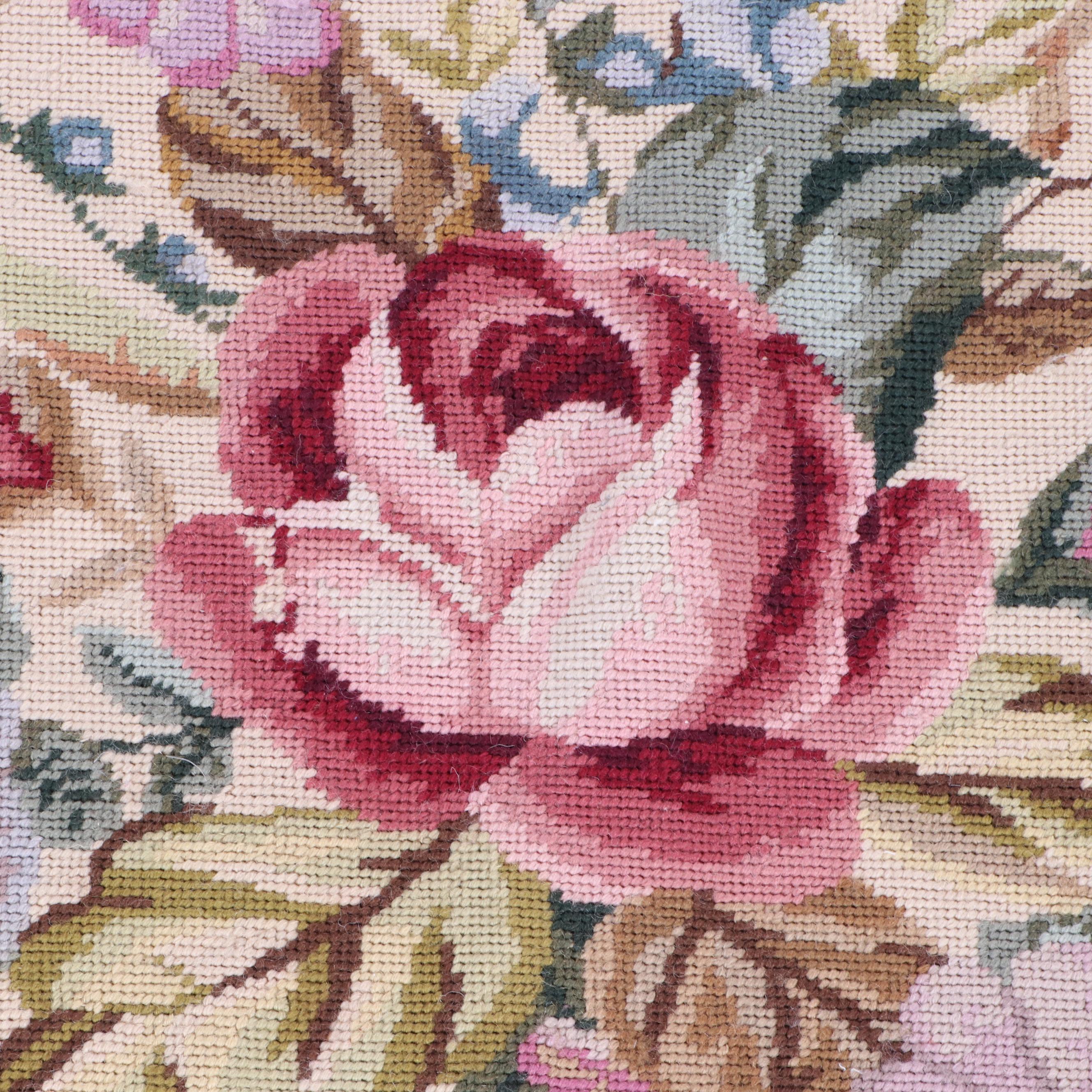Handmade Needlepoint Floral Rug