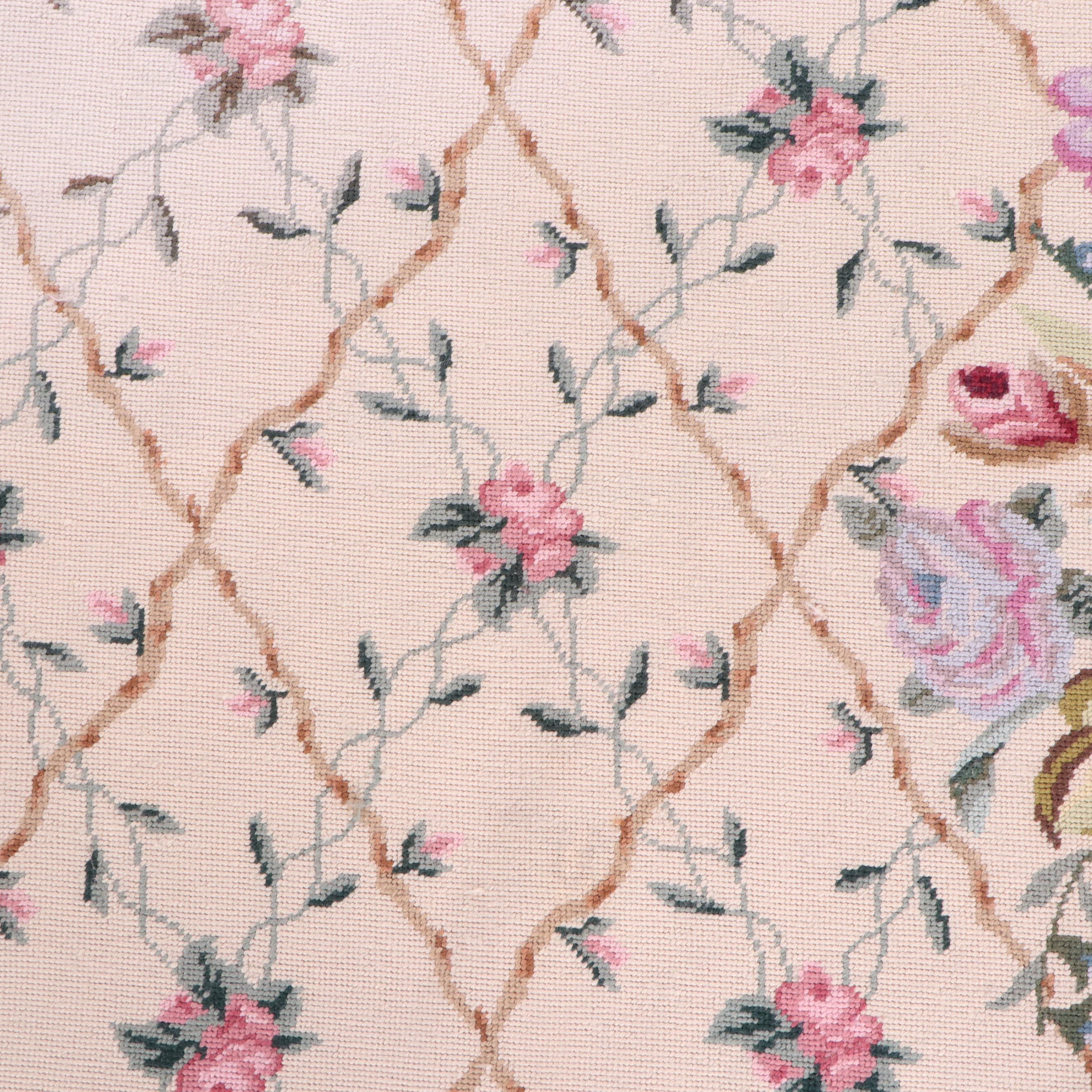 Handmade Needlepoint Floral Rug