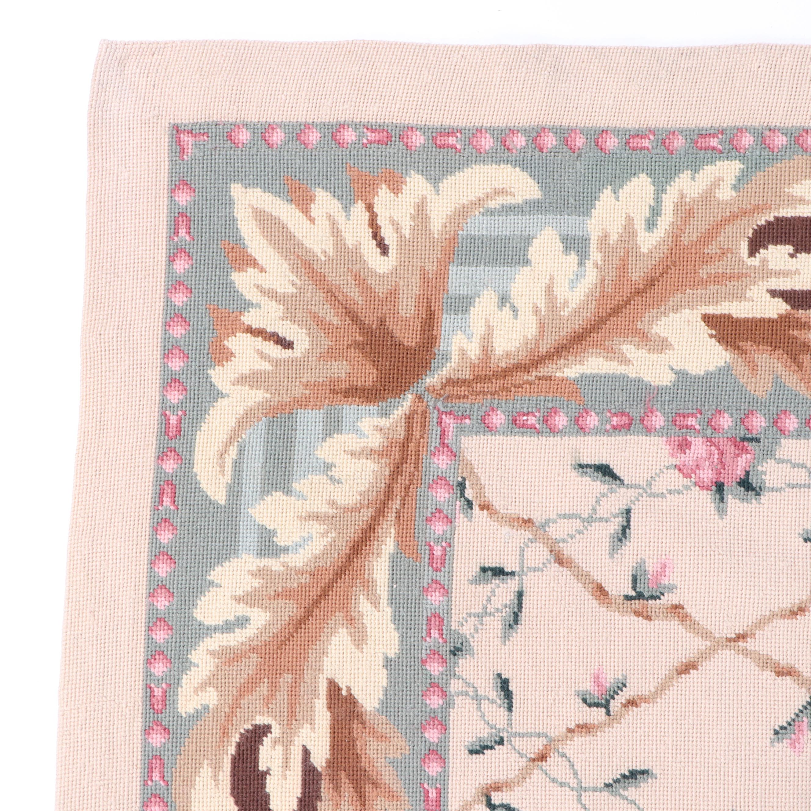 Handmade Needlepoint Floral Rug