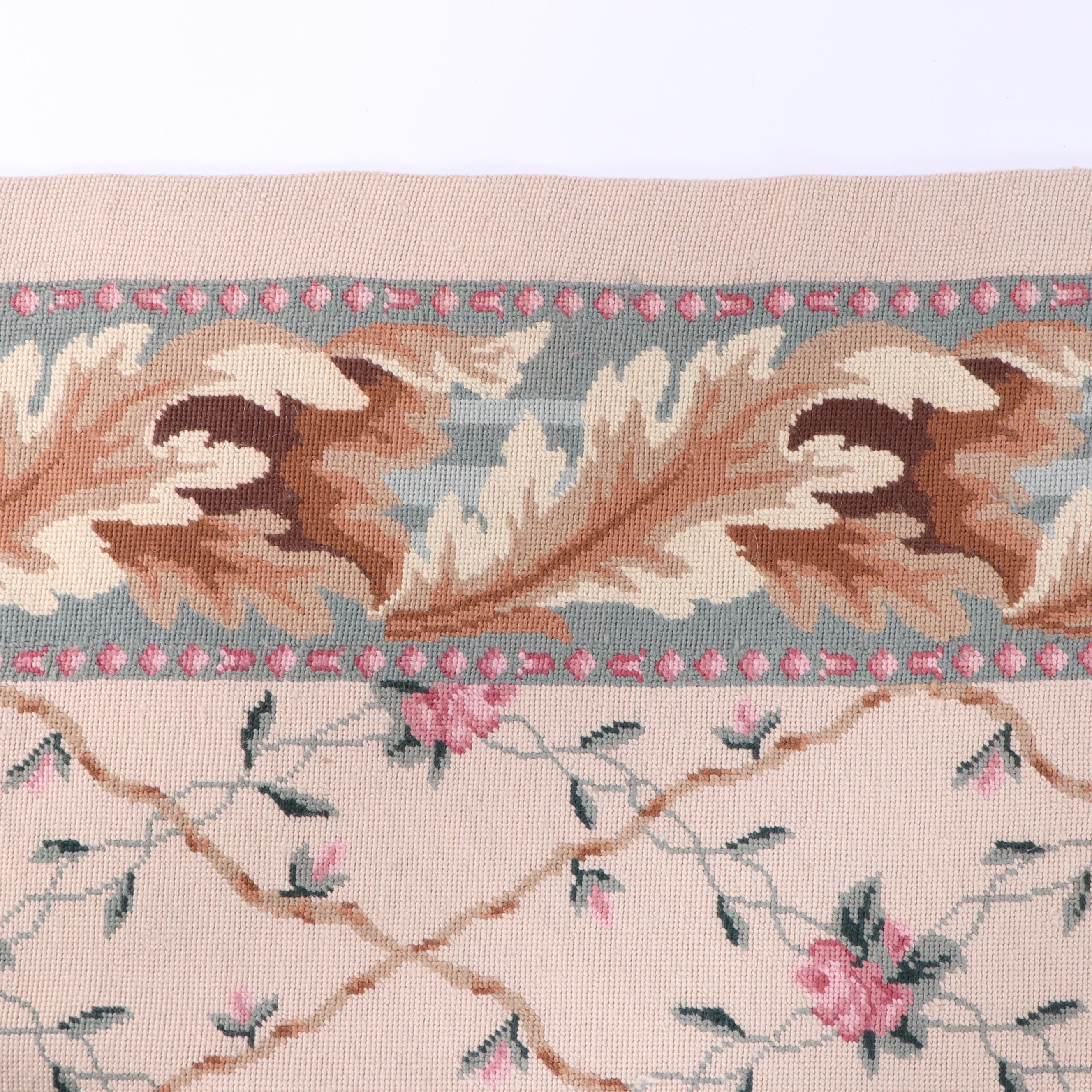 Handmade Needlepoint Floral Rug