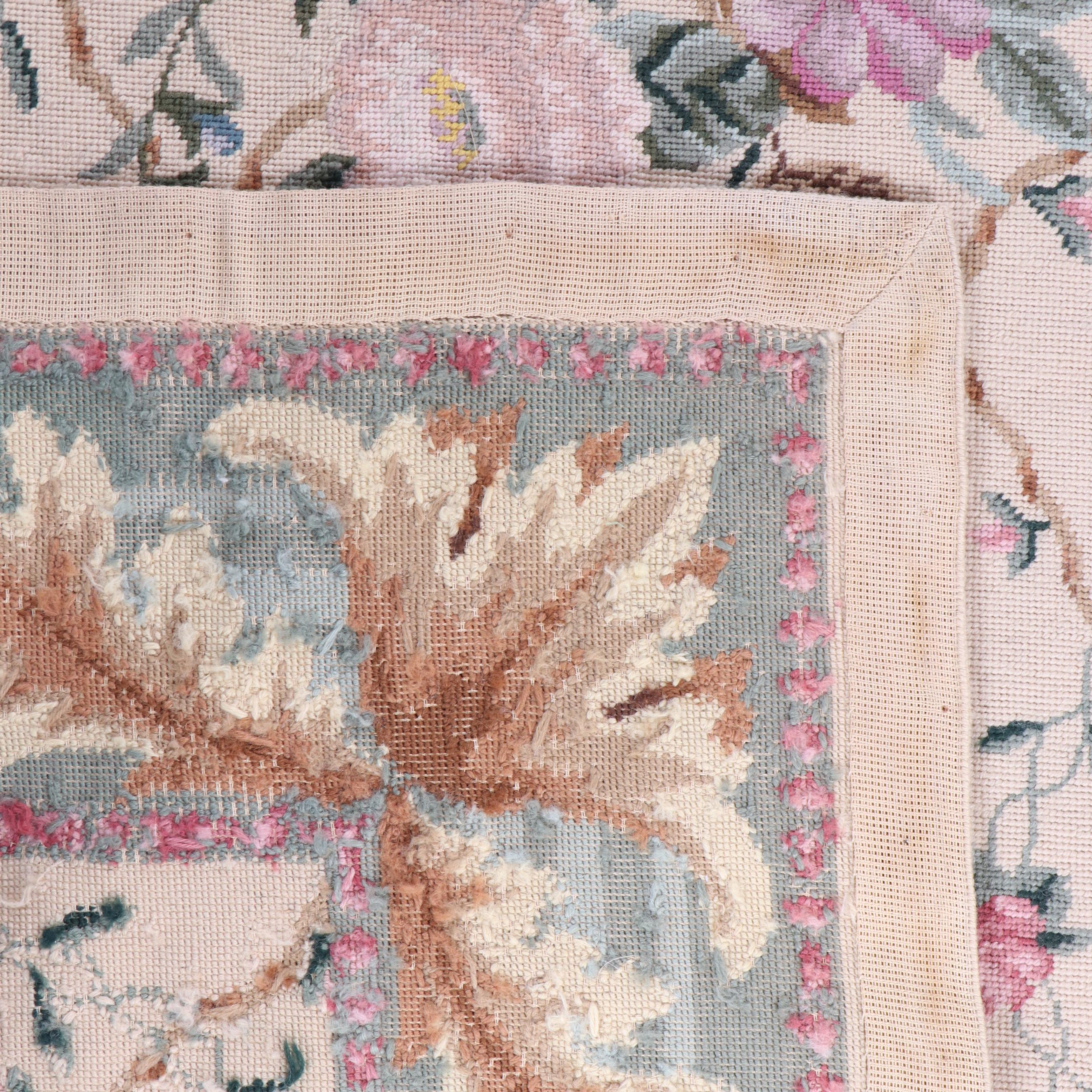 Handmade Needlepoint Floral Rug