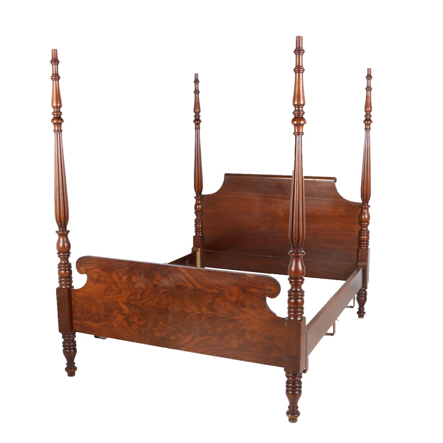 George III Style Mahogany Four-Post Queen Size Bed Frame, 20th Century