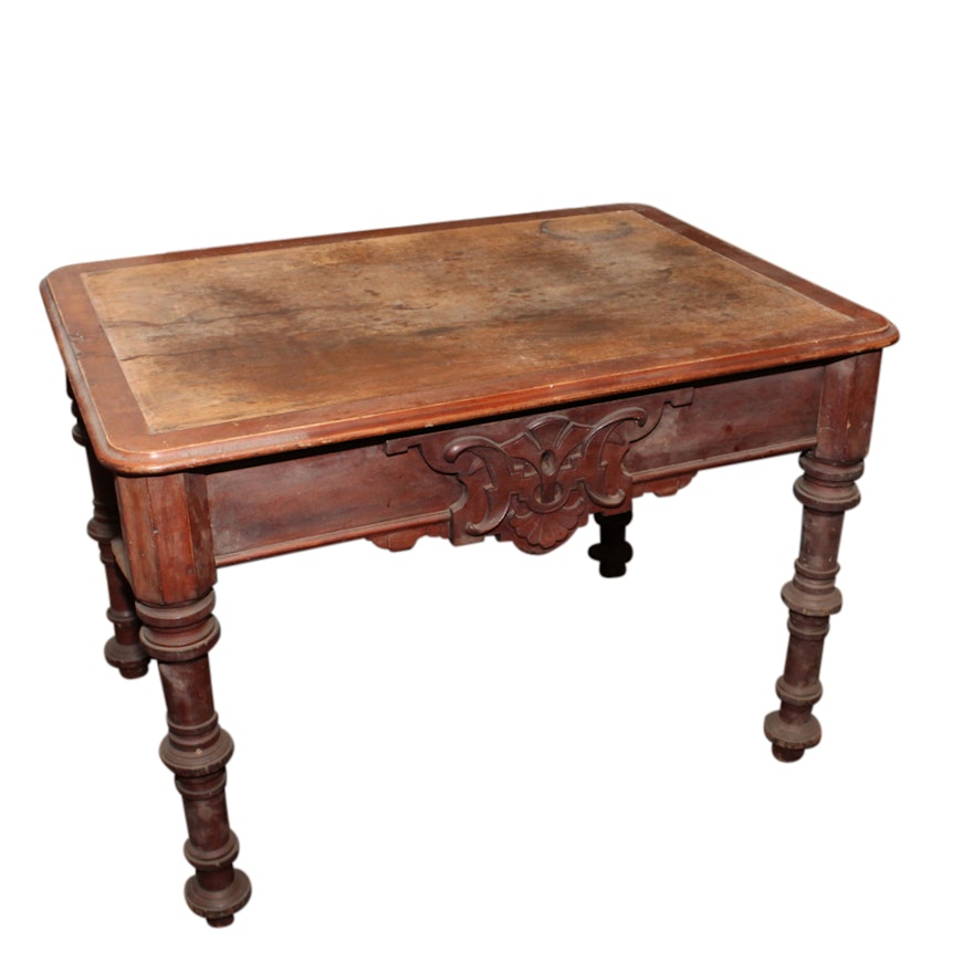 William and Mary Style Carved Mahogany Table, 19th Century