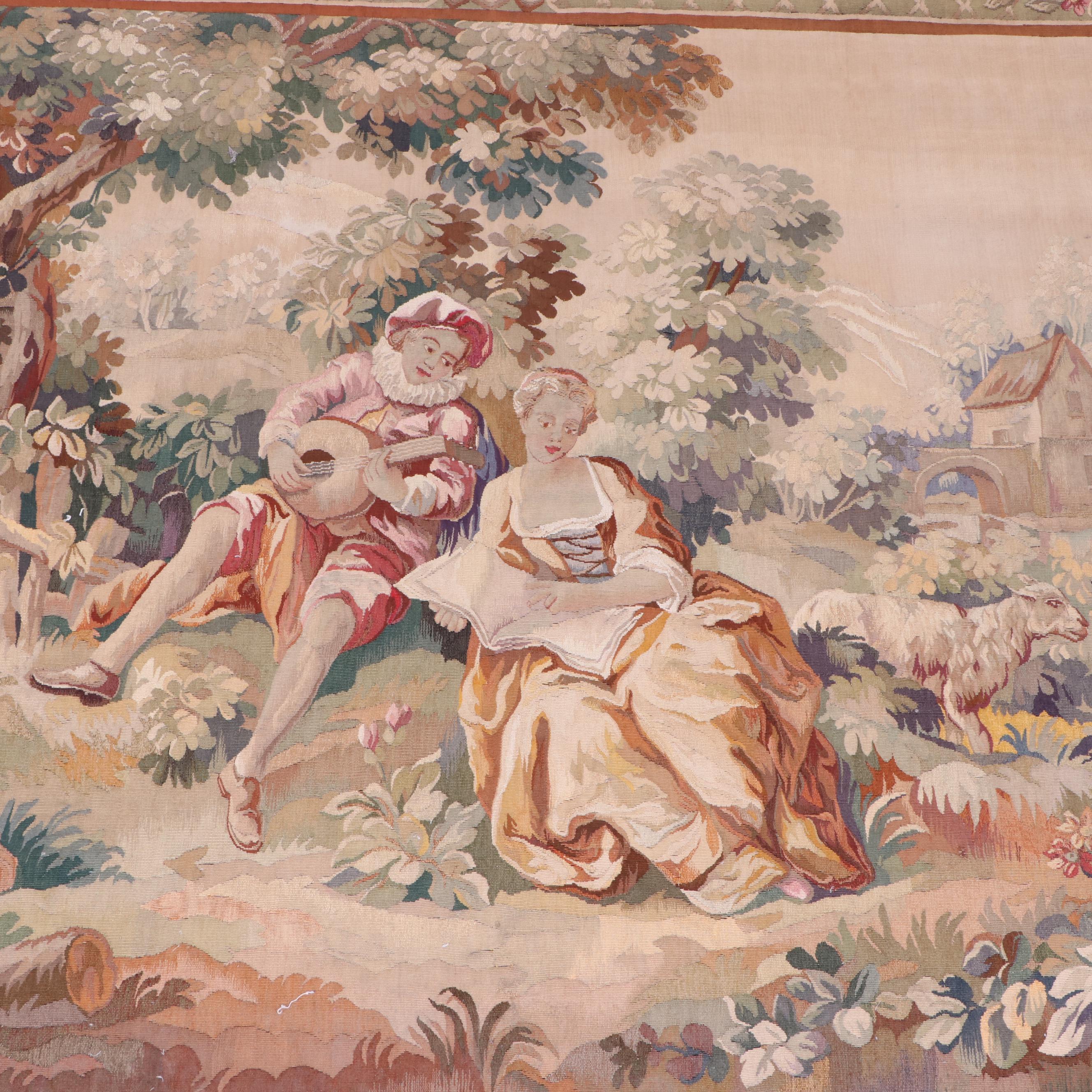 Belgian Style Courtesan Scene Tapestry