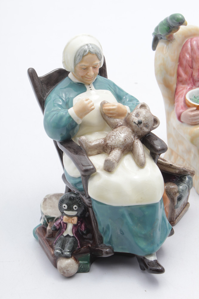 Royal Doulton "Silks and Ribbons", "Pretty Polly" and "Nanny" Figurines