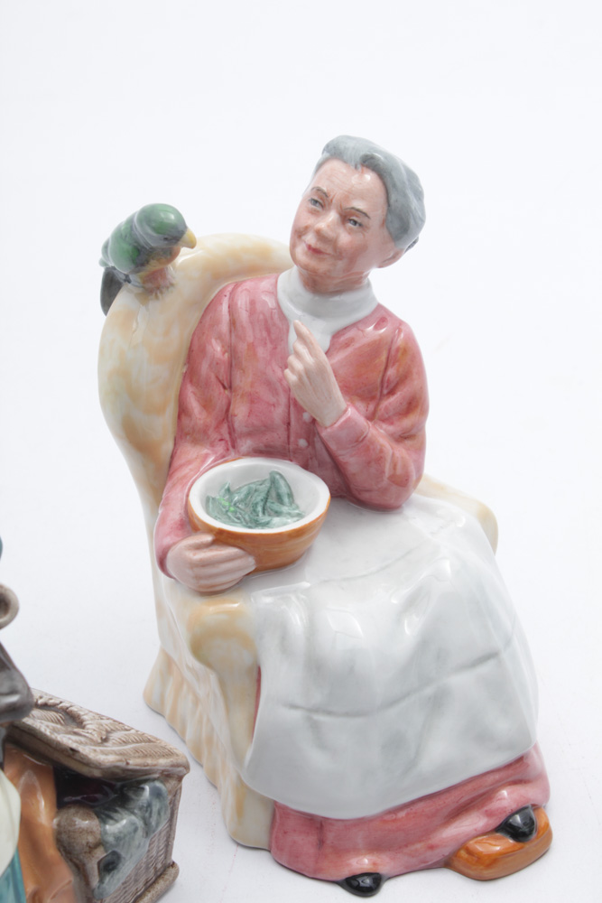 Royal Doulton "Silks and Ribbons", "Pretty Polly" and "Nanny" Figurines