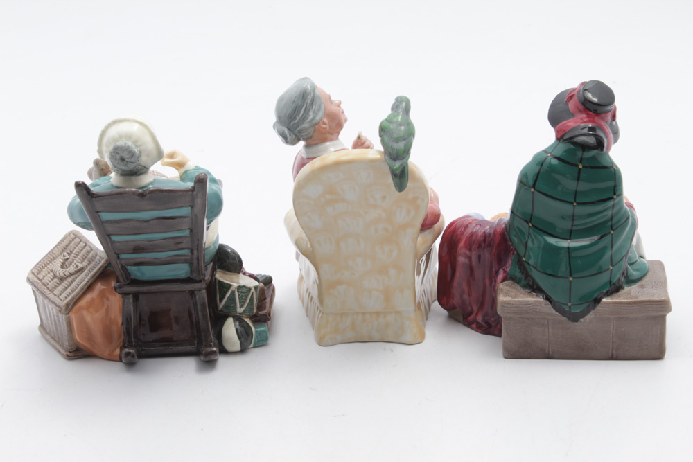 Royal Doulton "Silks and Ribbons", "Pretty Polly" and "Nanny" Figurines