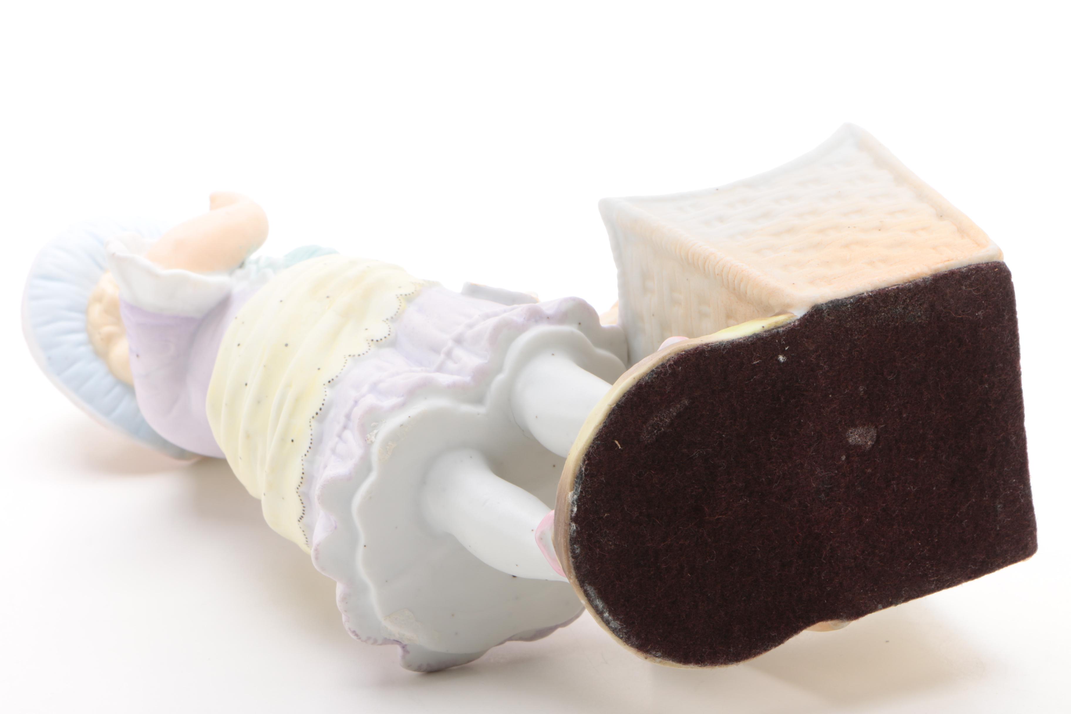 Victorian Style Girl with Open Basket Bisque Figurine