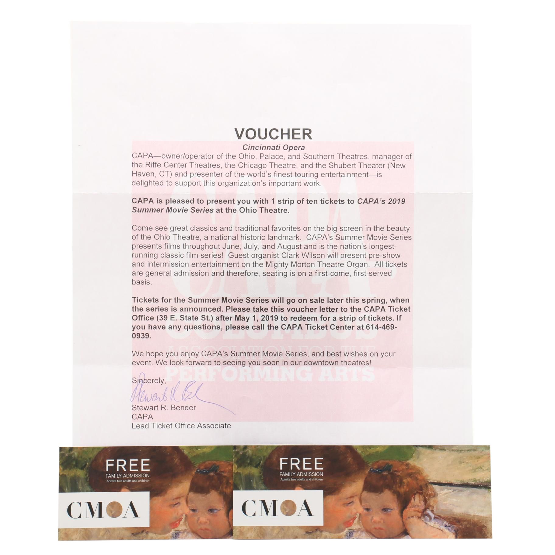 Columbus Museum of Art and Ohio Theatre Ticket Vouchers