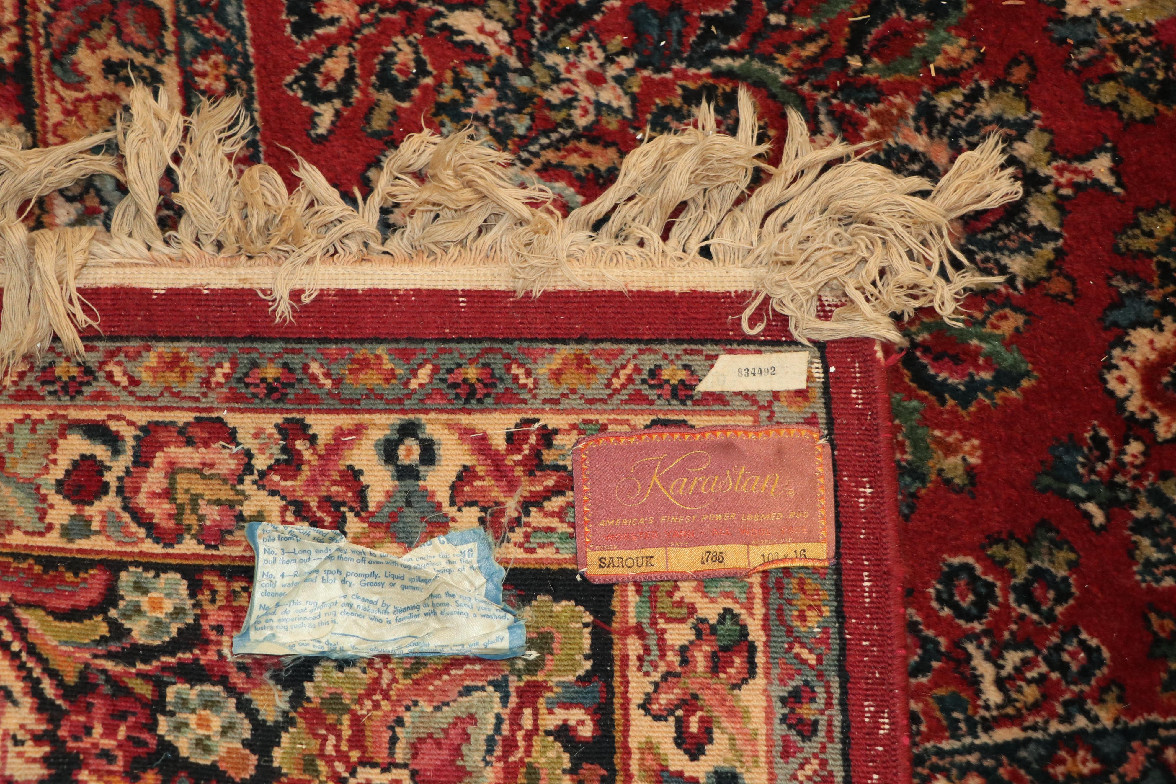 Power-Loomed Karastan "Sarouk" Wool Room Sized Rug