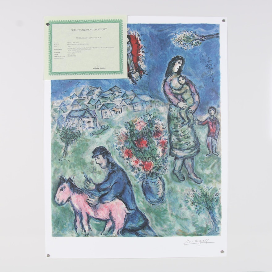 2004 Offset Lithograph after Marc Chagall "Sur la Route du Village"