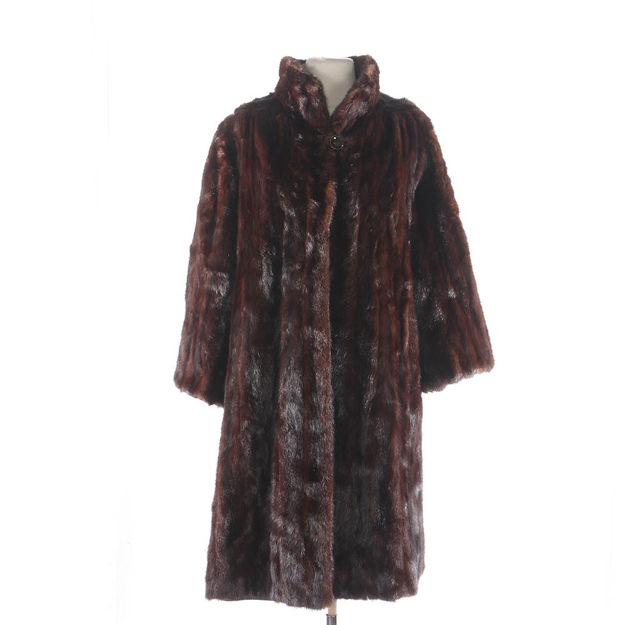 Women's Vintage Furs by Eleni Dark Mahogany Brown Mink Fur Coat