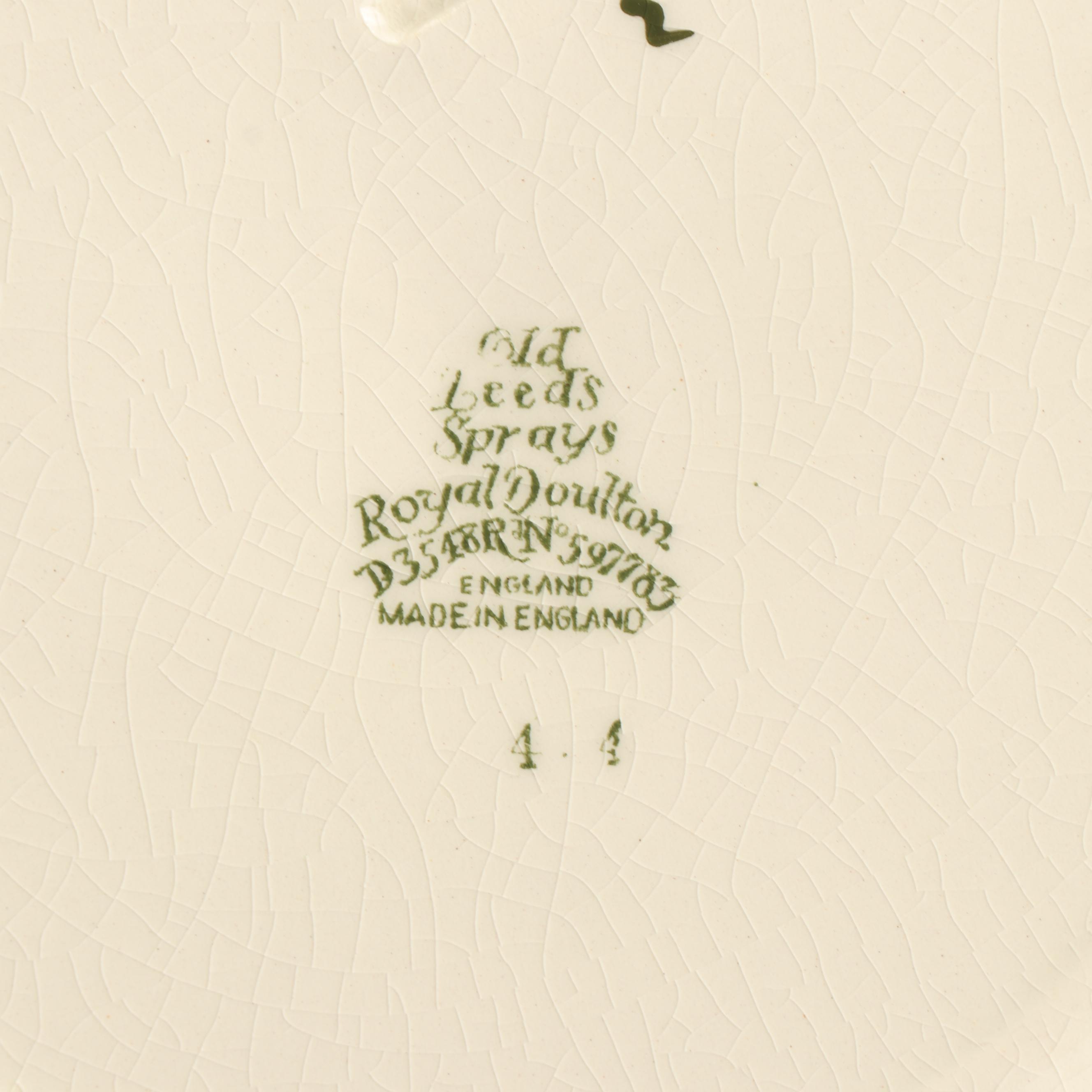 Royal Doulton "Old Leeds Sprays" Earthenware Tableware, Circa 1912