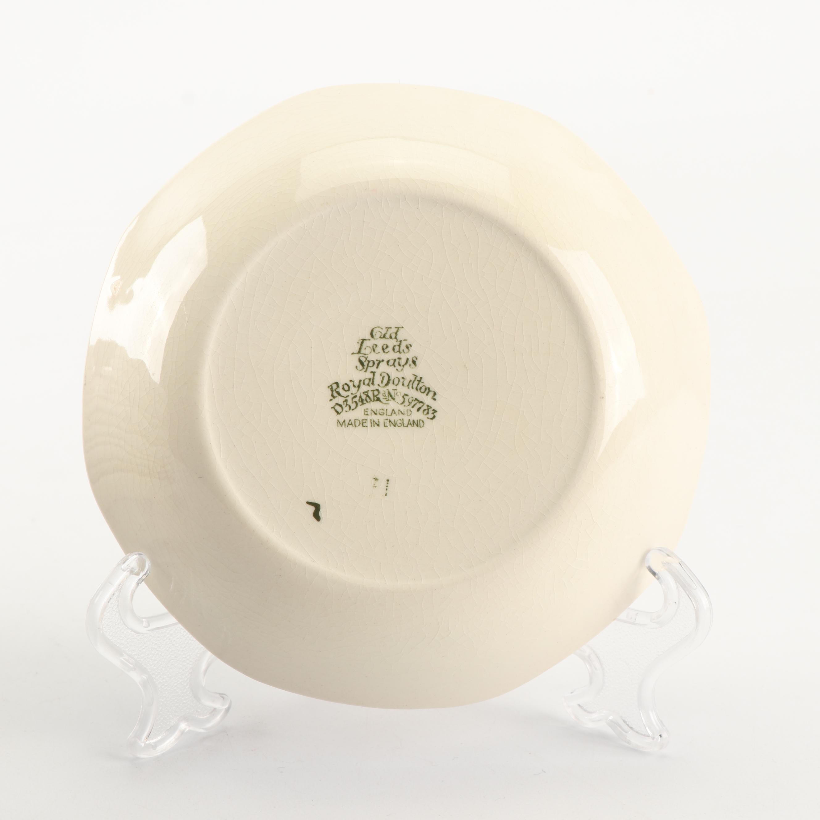 Royal Doulton "Old Leeds Sprays" Earthenware Tableware, Circa 1912
